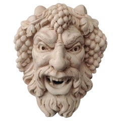 Fountain Mask/Mouth - Face of a Faun with Grapes - Asiago White Marble - Venice