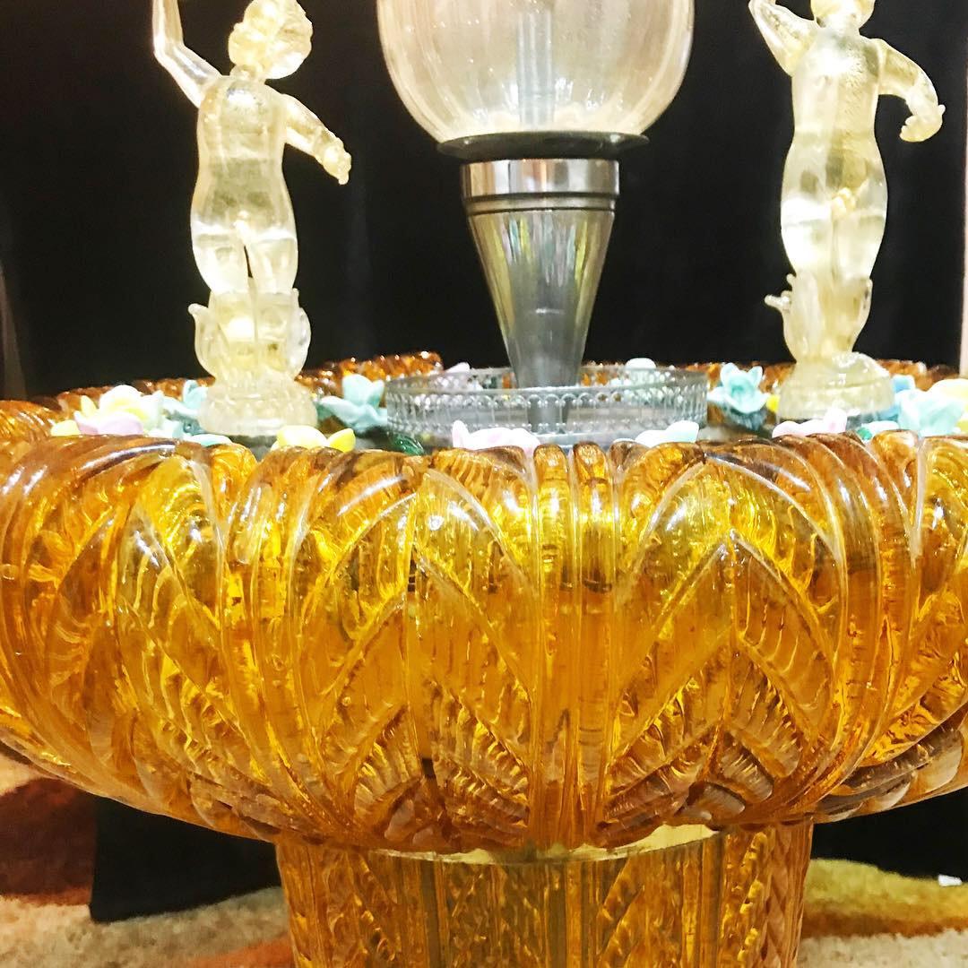 Mid-Century Modern Fountain murano glass gold orange with lighting unique , italy 1970 For Sale