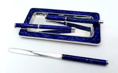 Pluma Estilográfica Bolígrafo Bandeja y Abrecartas para Escritorio Set esmalte Salimbeni