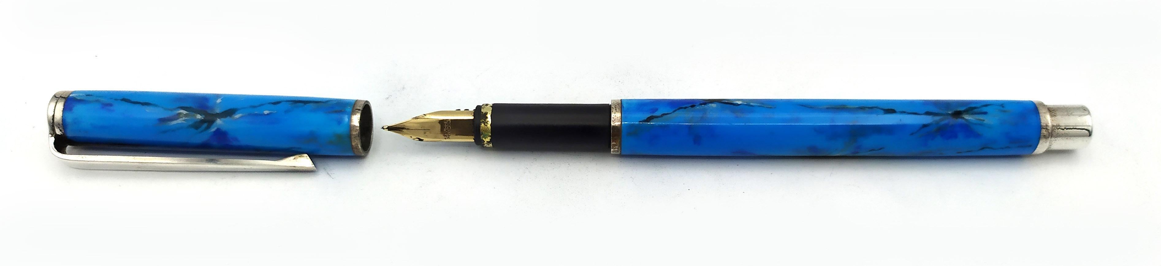 Fountain pen, Ballpoint pen & Tray for Desk Set enamel Sterling Silver Salimbeni For Sale 7