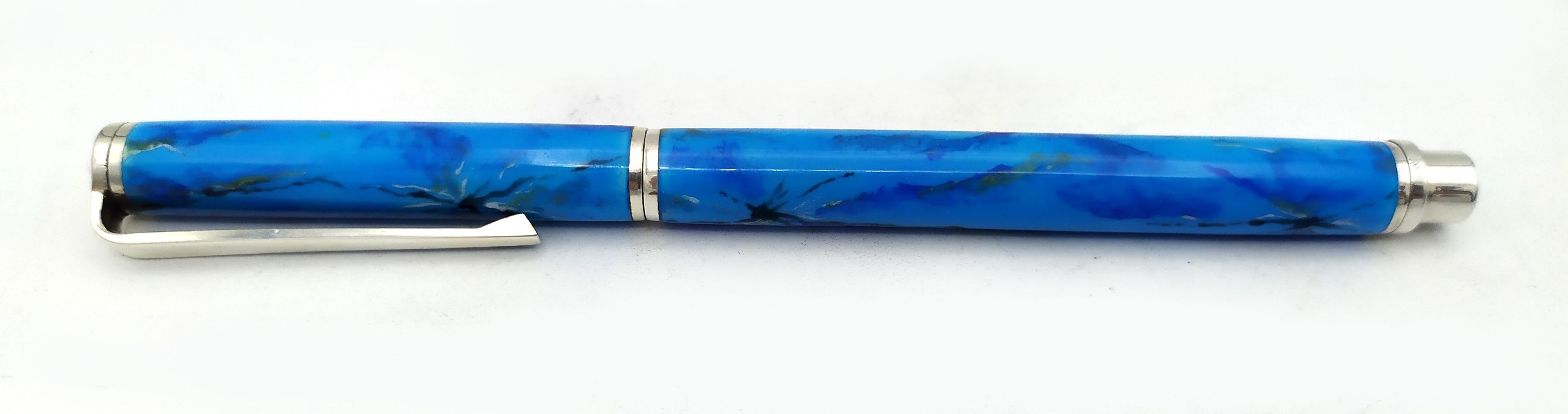Modern Fountain pen, Ballpoint pen & Tray for Desk Set enamel Sterling Silver Salimbeni For Sale