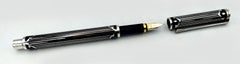 Fountain Pen Sterling Silver and 14kt Gold Nib Fire-Enamel Art Deco Salimbeni