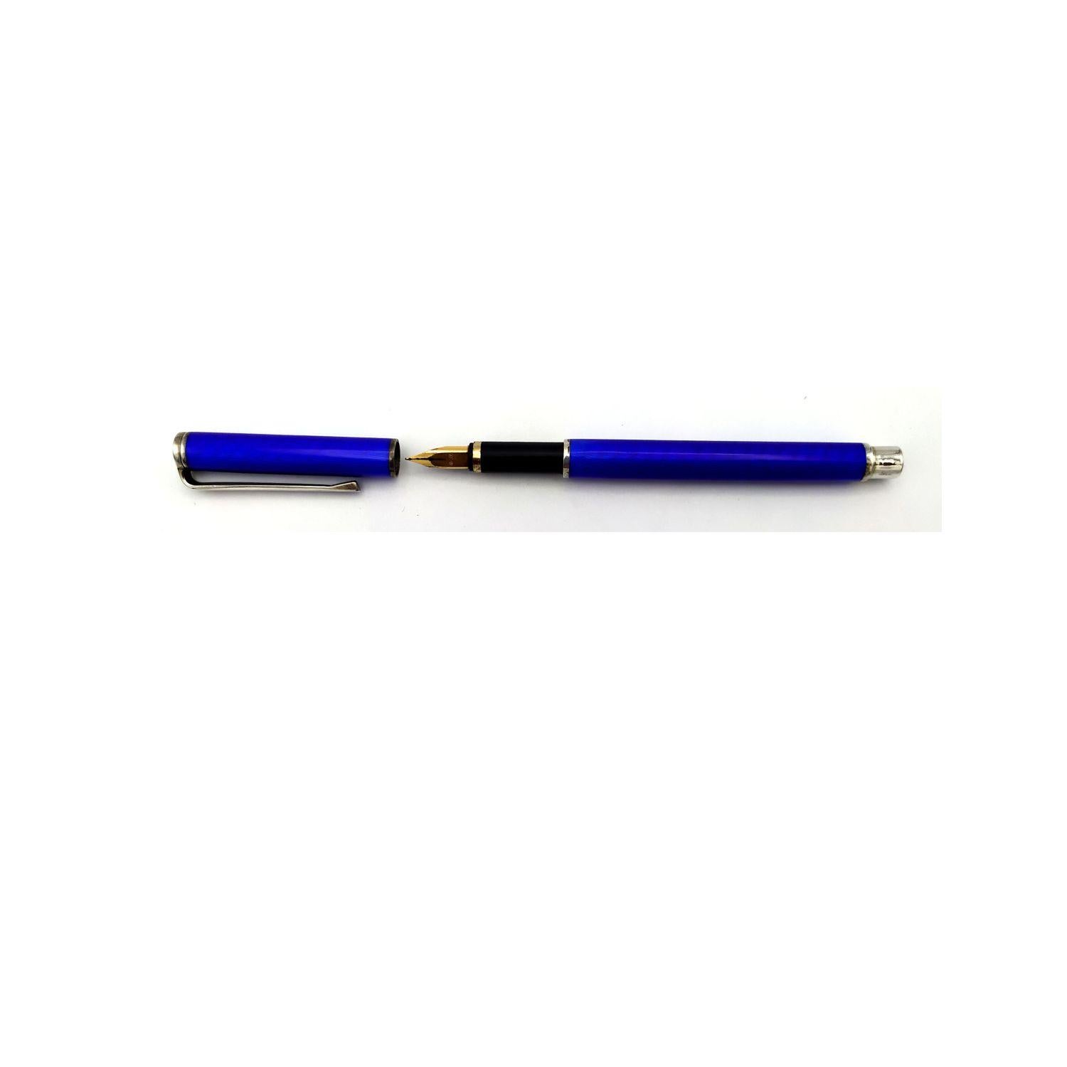 Italiano Stilografica Argento Sterling cotto Smalto Guilloche Salimbeni in vendita