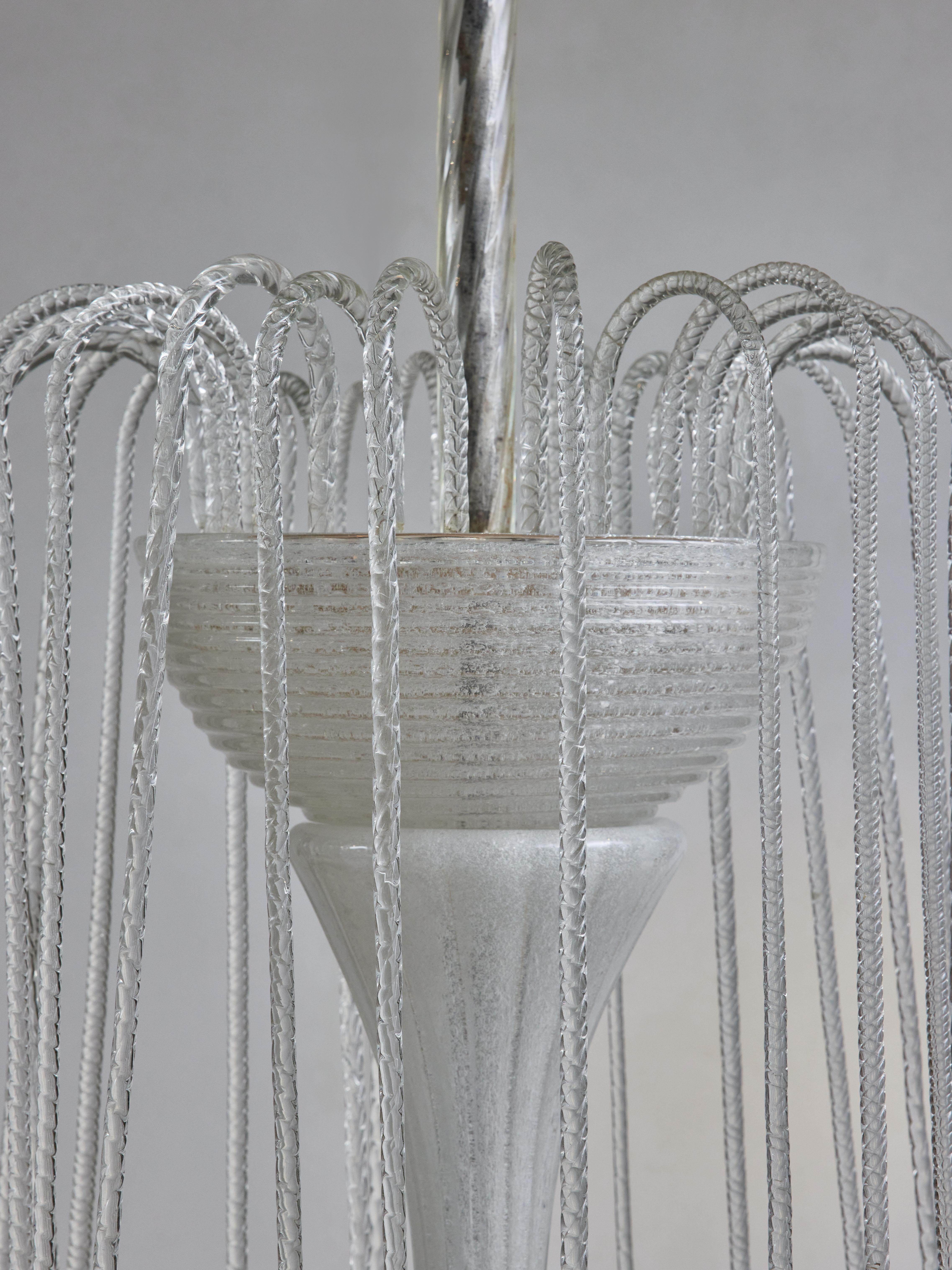 Italian Fountain Style Murano Glass Chandelier by Barovier