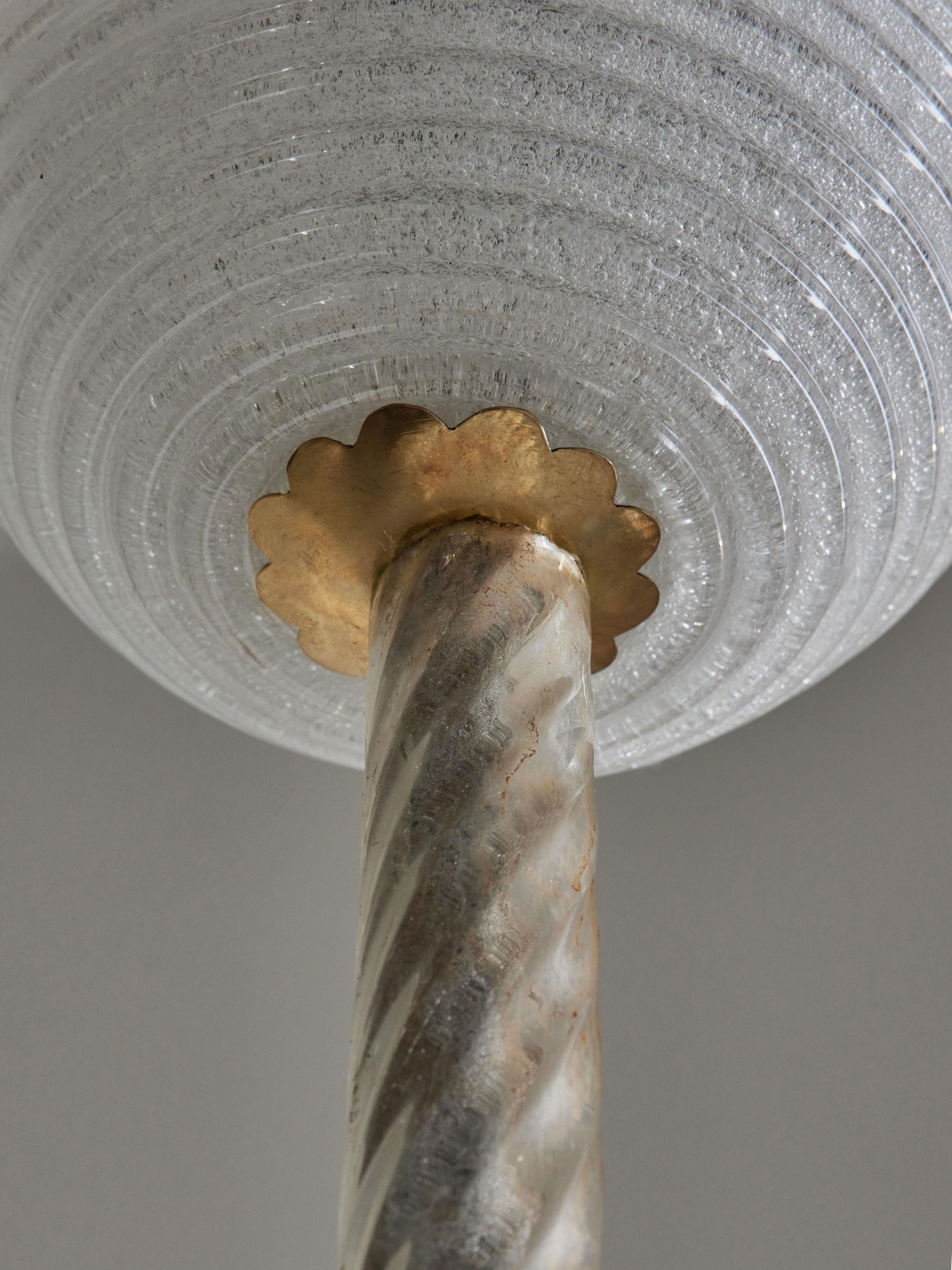Brass Fountain Style Murano Glass Chandelier by Barovier