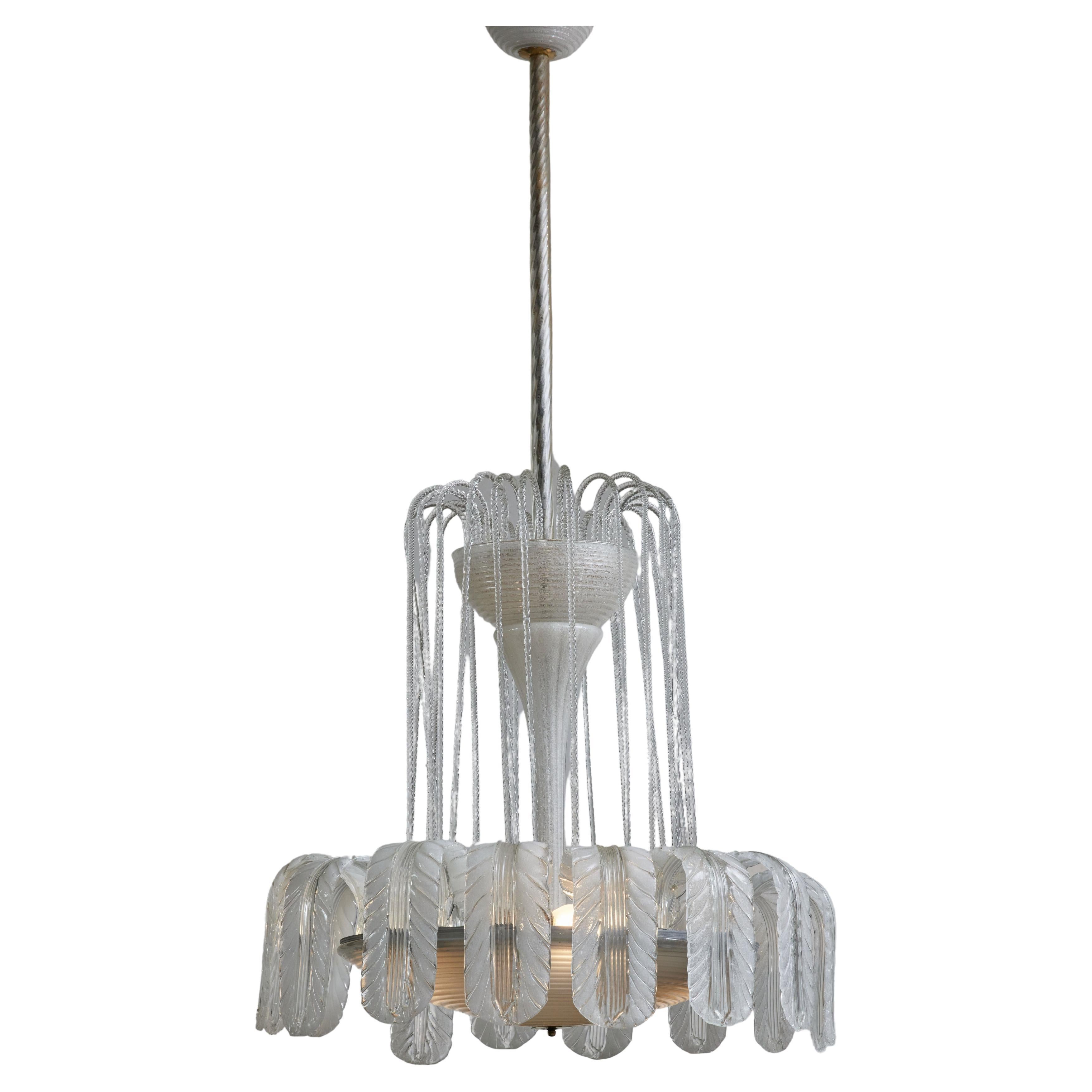 Fountain Style Murano Glass Chandelier by Barovier For Sale