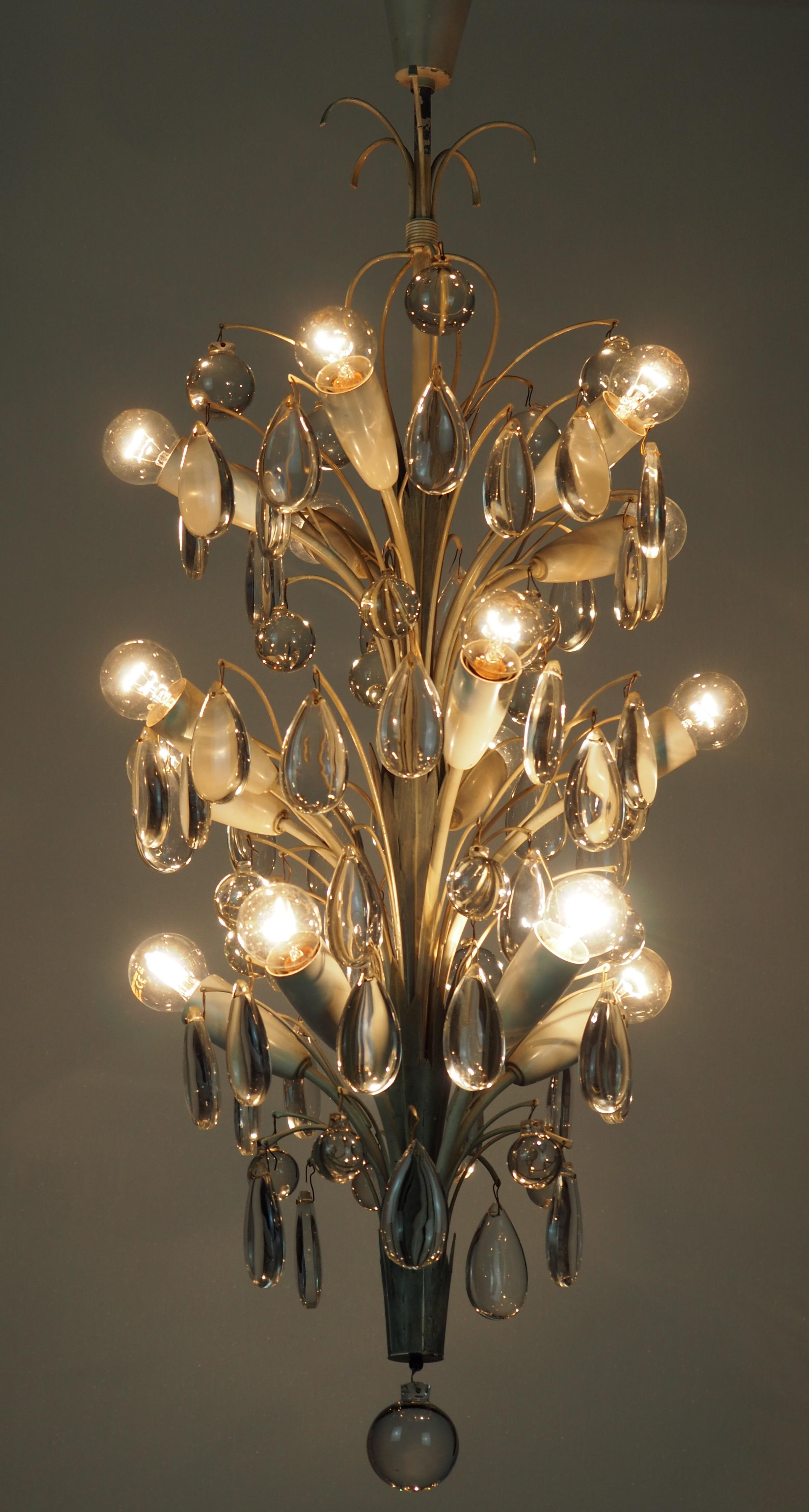 Fountain Chandelier by Vereinigte Werkstätten Munich, Germany, circa 1950s For Sale 3