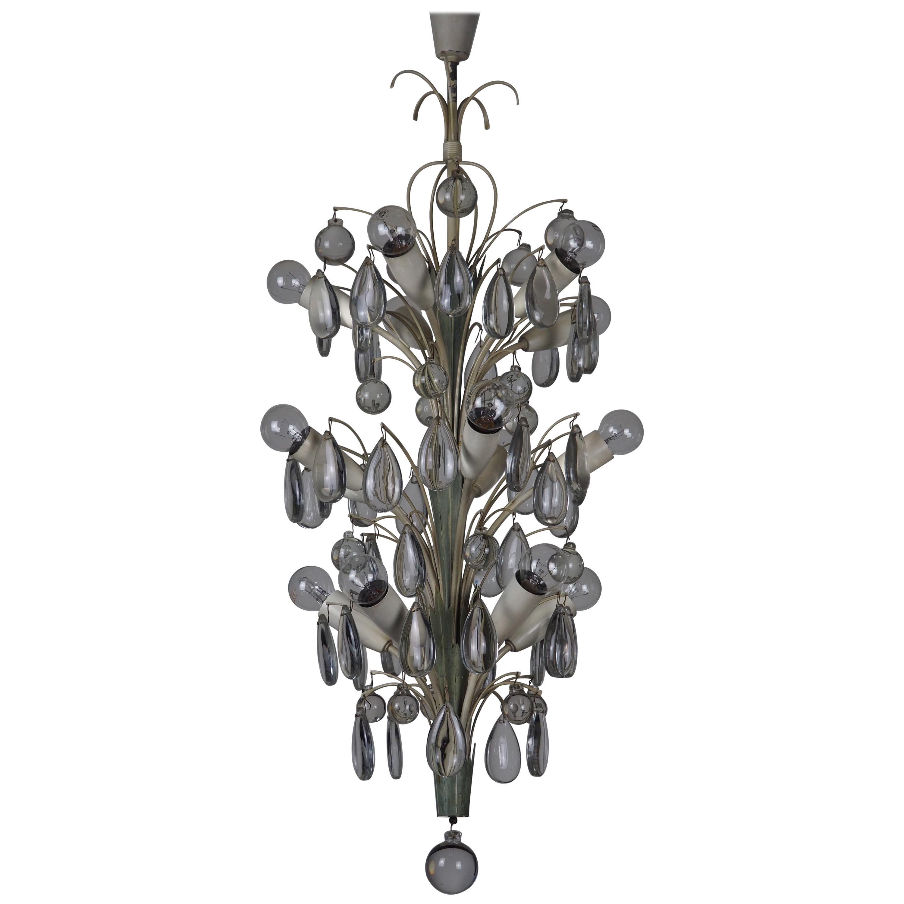 Fountain Chandelier by Vereinigte Werkstätten Munich, Germany, circa 1950s For Sale 7