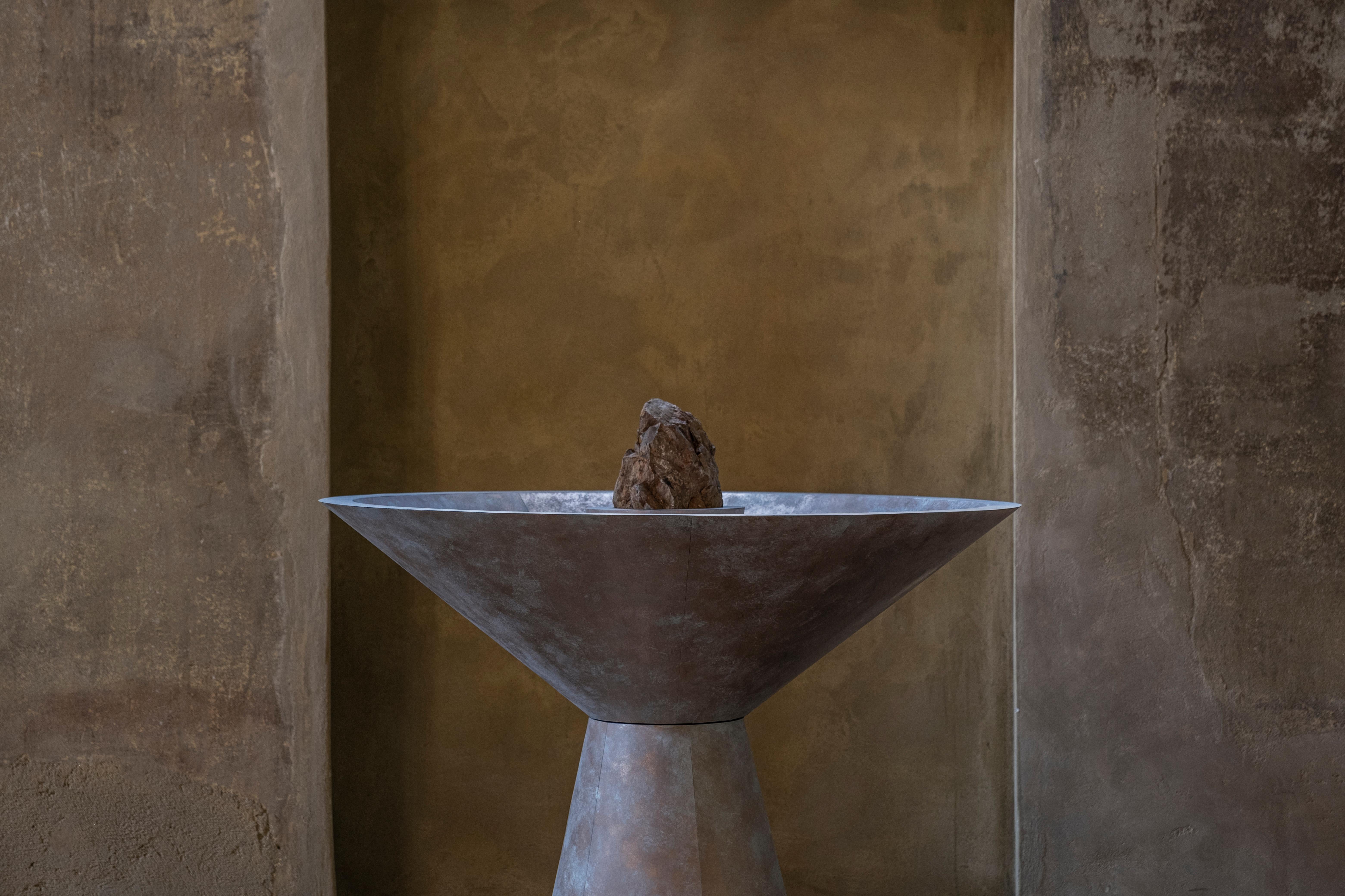 Modern Fountain with Stone, Pertrified Wood by Pierre De Valck For Sale