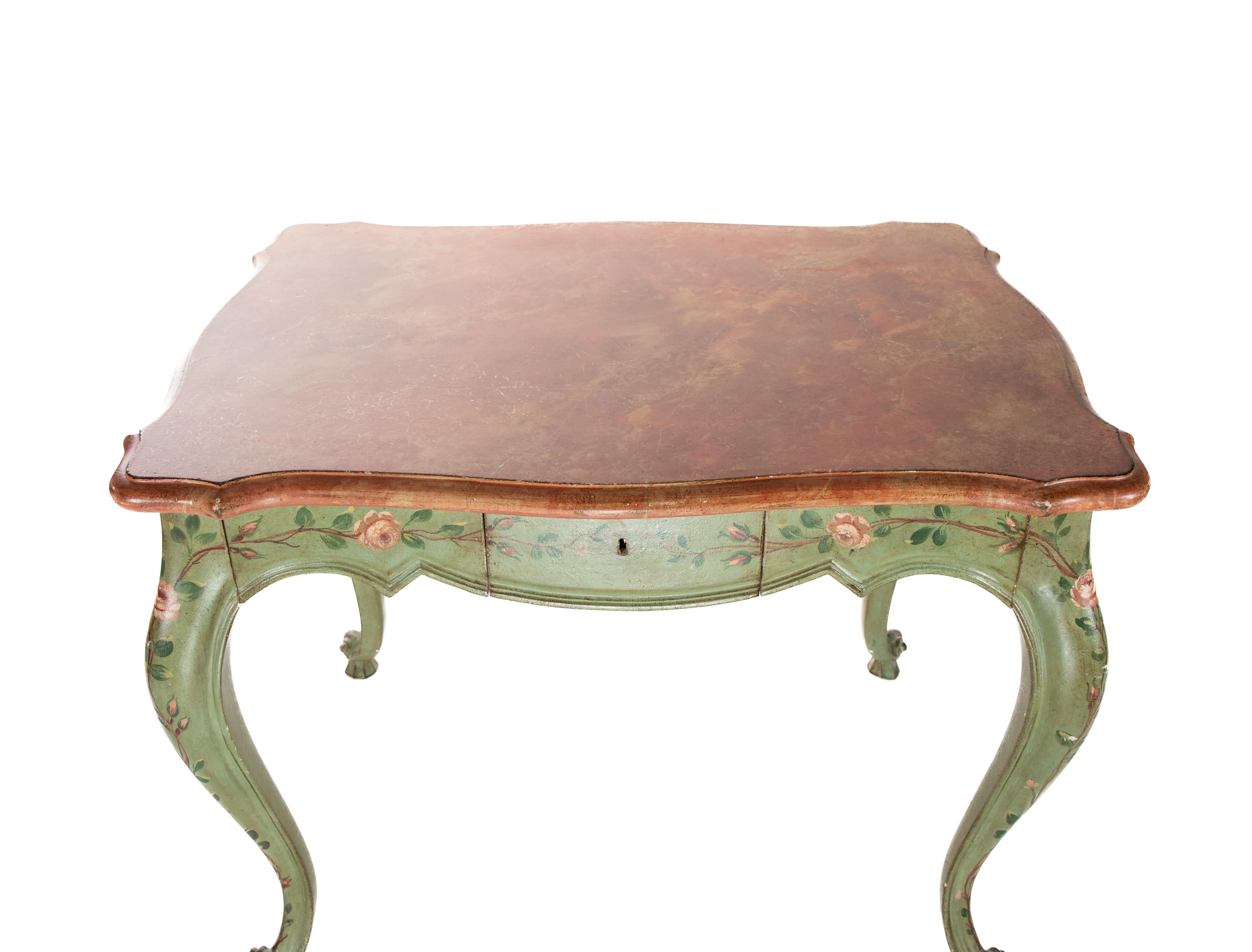 Italian Fountvieille Hand-Painted Writing Table by Patina For Sale