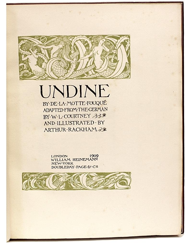 Début du 20ème siècle Fouque, De La Motte : « Ratham, Arthur », Undine, édition limitée signée, 1909 en vente