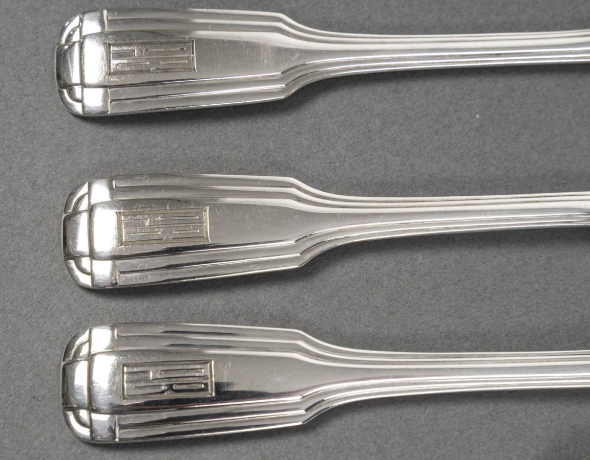 FOUQUET LAPAR - 147-piece Art Deco solid silver cutlery set circa 1930 5
