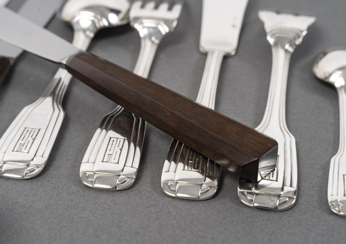 FOUQUET LAPAR - 147-piece Art Deco solid silver cutlery set circa 1930 2