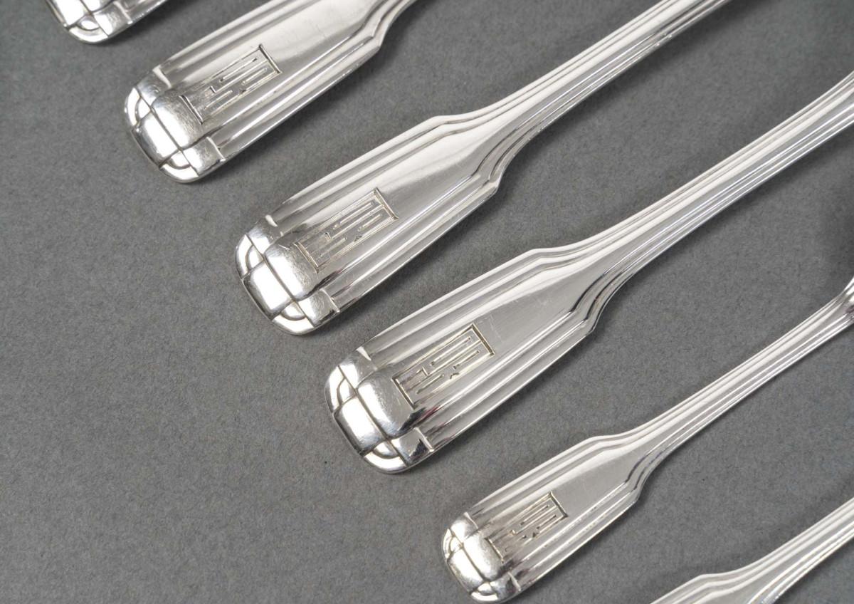 FOUQUET LAPAR - 147-piece Art Deco solid silver cutlery set circa 1930 4