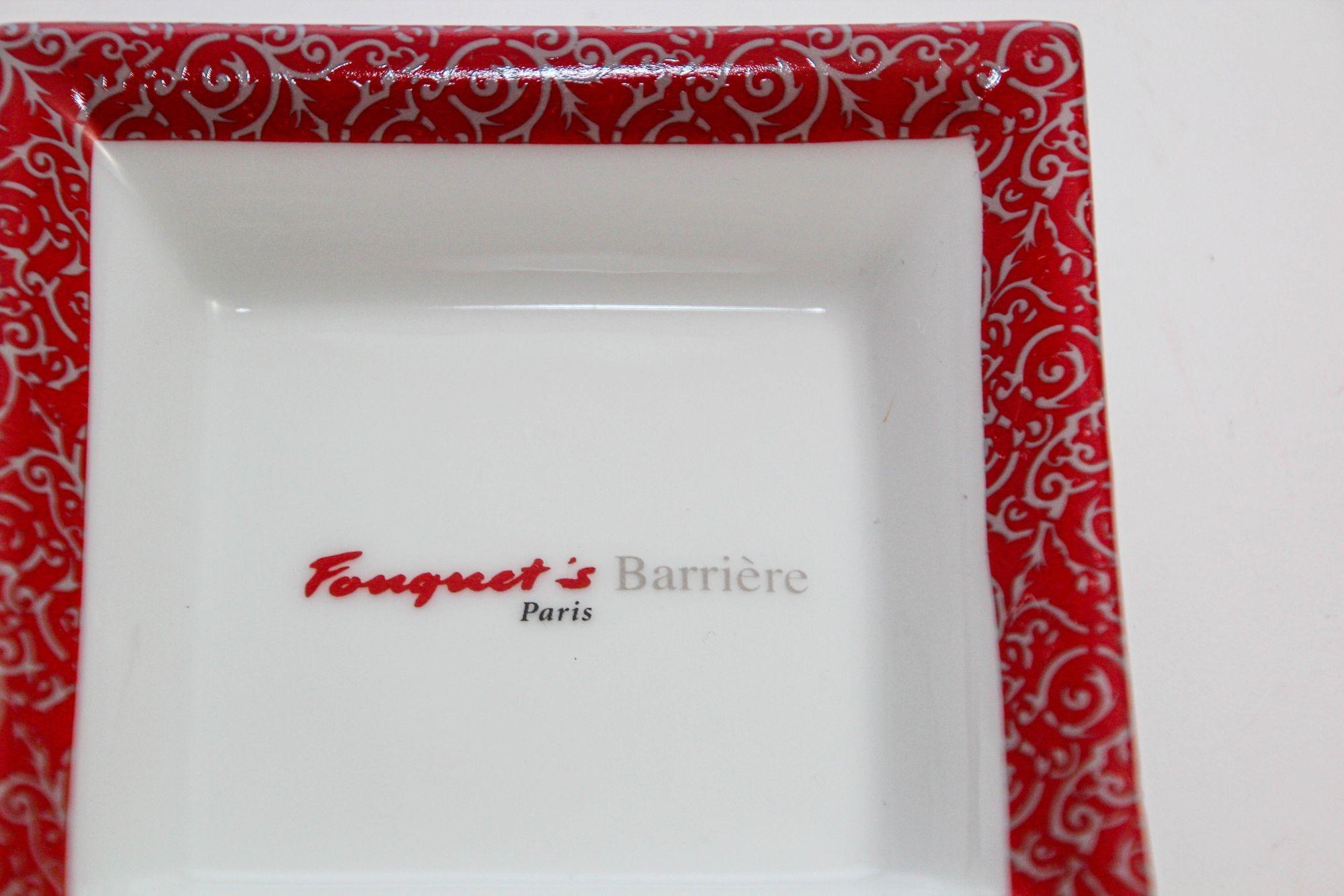 French Fouquet's Barriere Paris Porcelain Ashtray Dish Catchall France 1980s