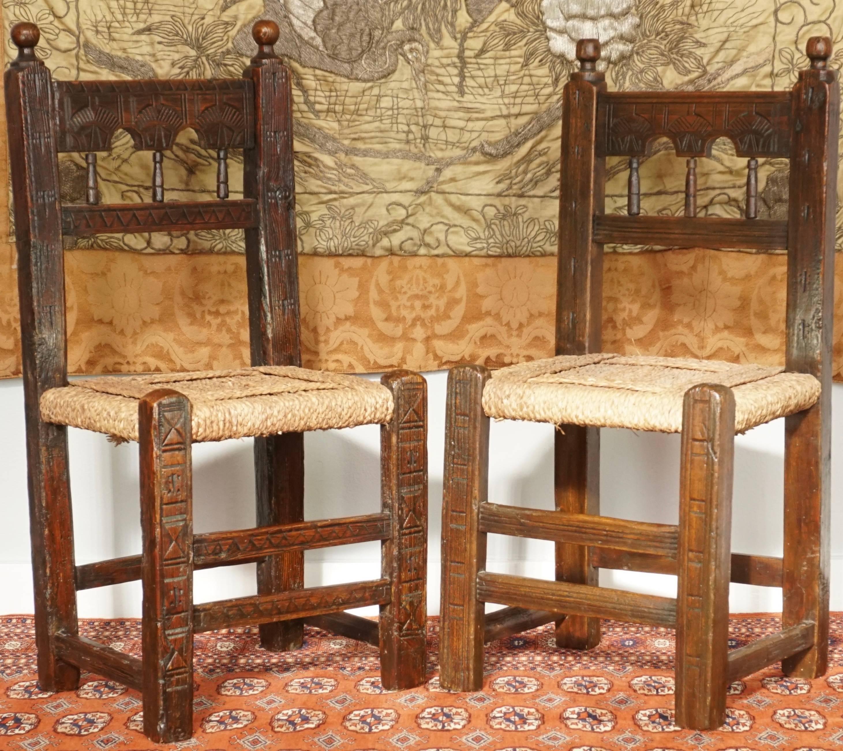 18th Century and Earlier Four 17th Century Spanish Moorish Side Chairs