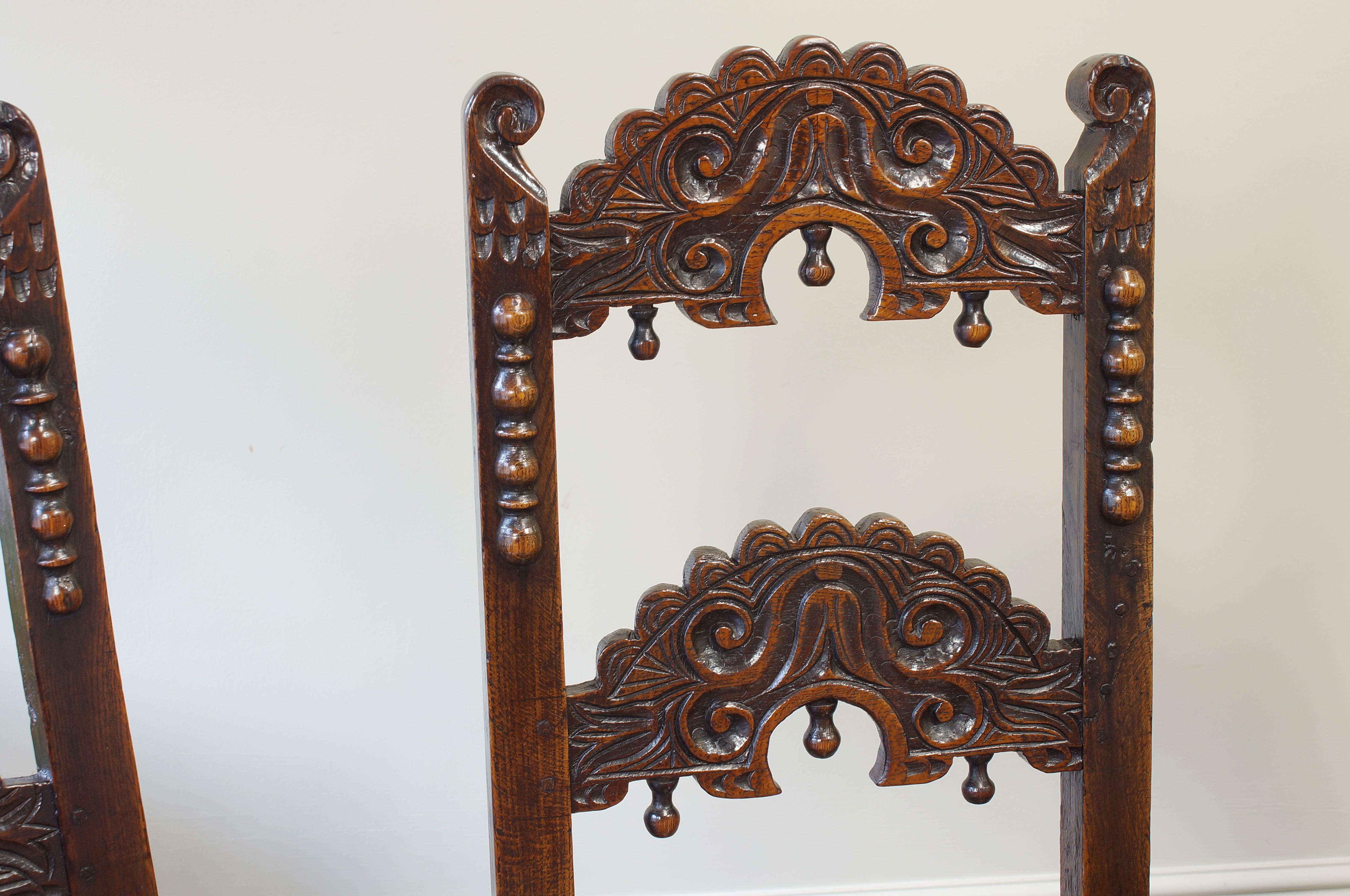 Four 17th Century Yorkshire Chairs/ Backstools. For Sale 4