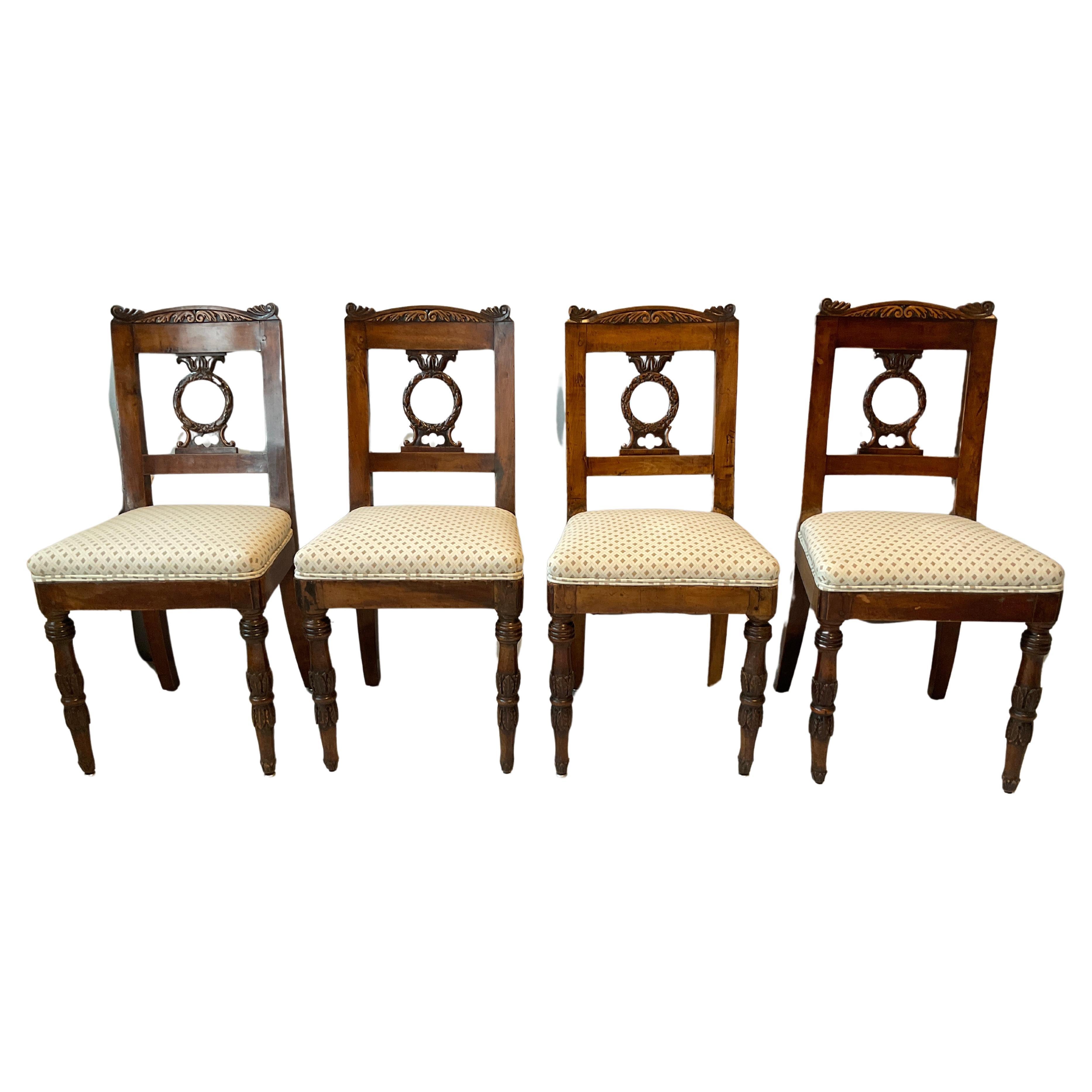 Four 1860s French Classical Side Chairs For Sale
