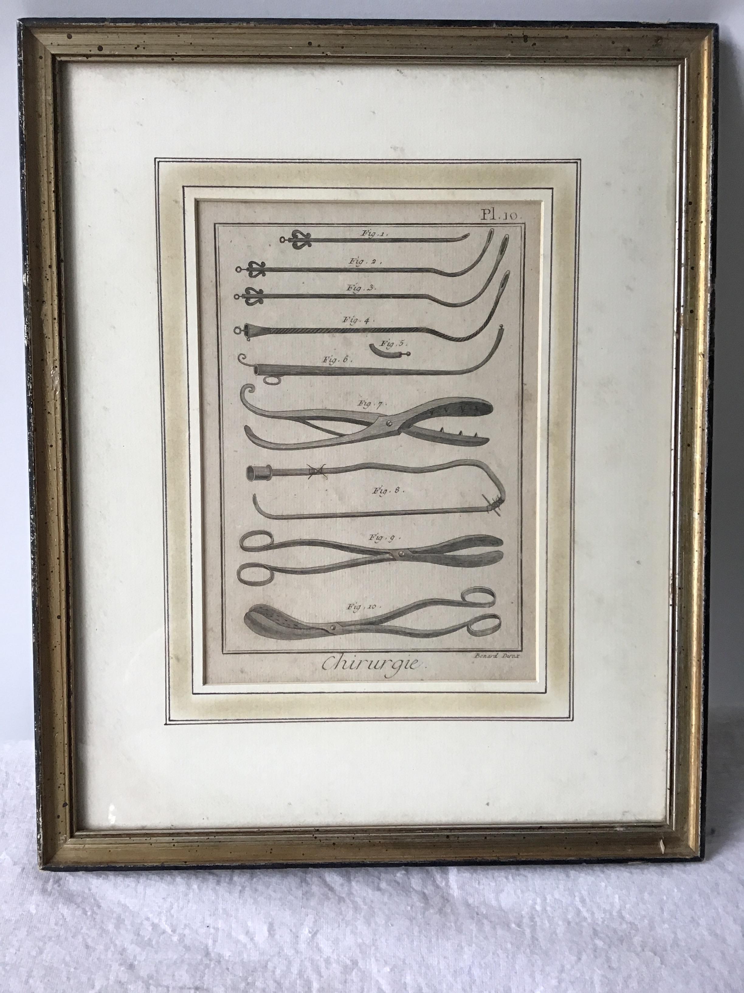 Four 1880s French Surgical Instrument Prints In Good Condition In Tarrytown, NY