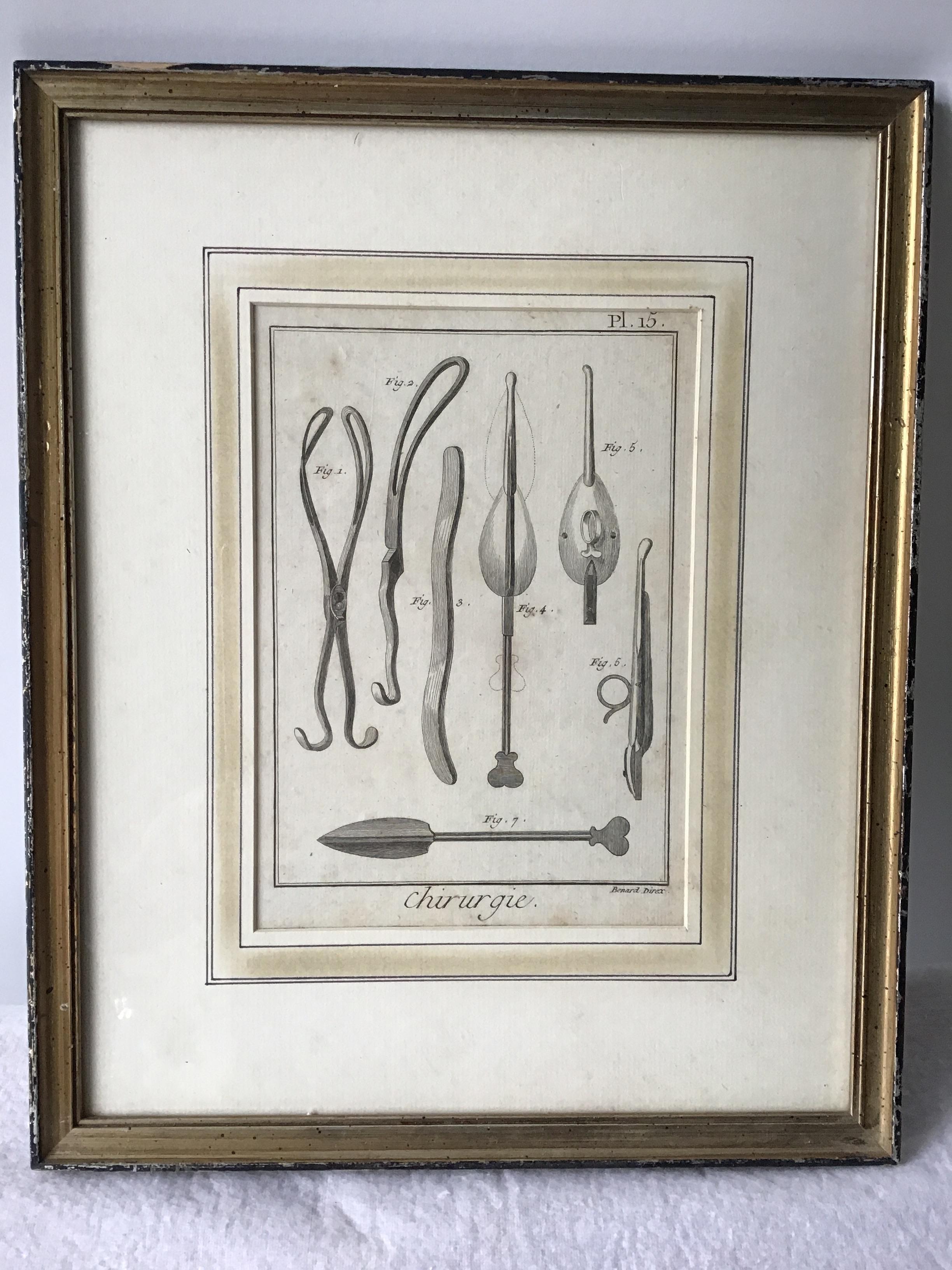 Late 19th Century Four 1880s French Surgical Instrument Prints
