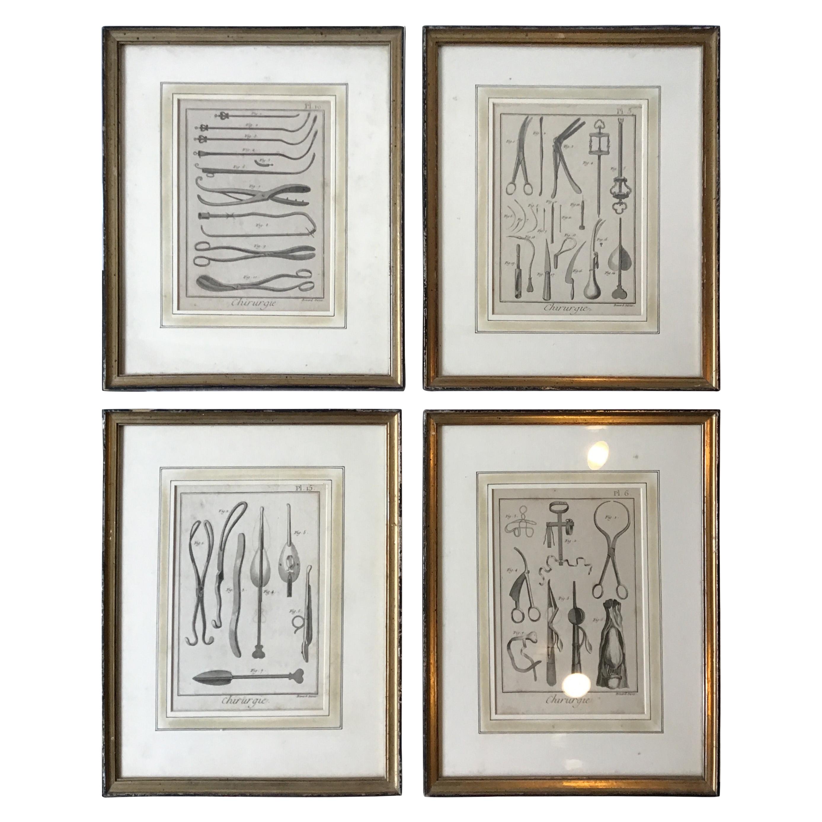 Four 1880s French Surgical Instrument Prints