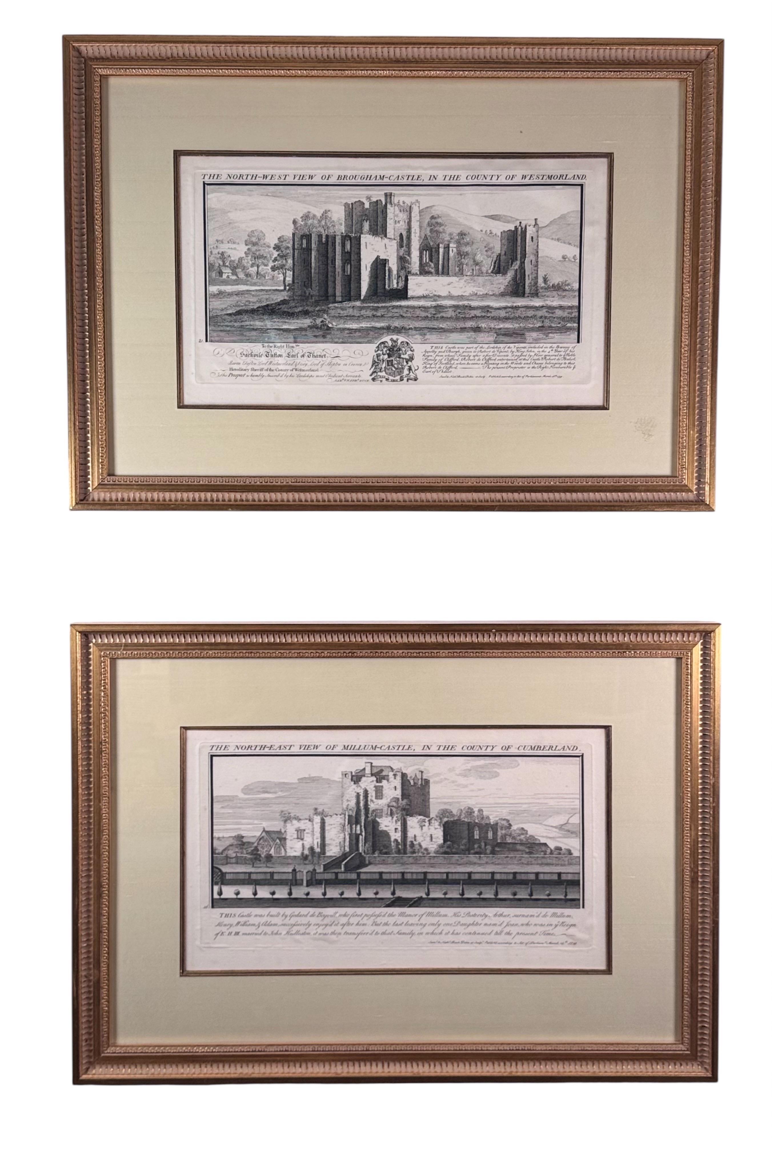 Four meticulously framed Buck Bros. etchings 
18 century

Samuel Buck (1696 – 17 August 1779) and his brother Nathaniel Buck (died 1759/1774) were English engravers and printmakers, best known for their Buck's Antiquities, depictions of ancient