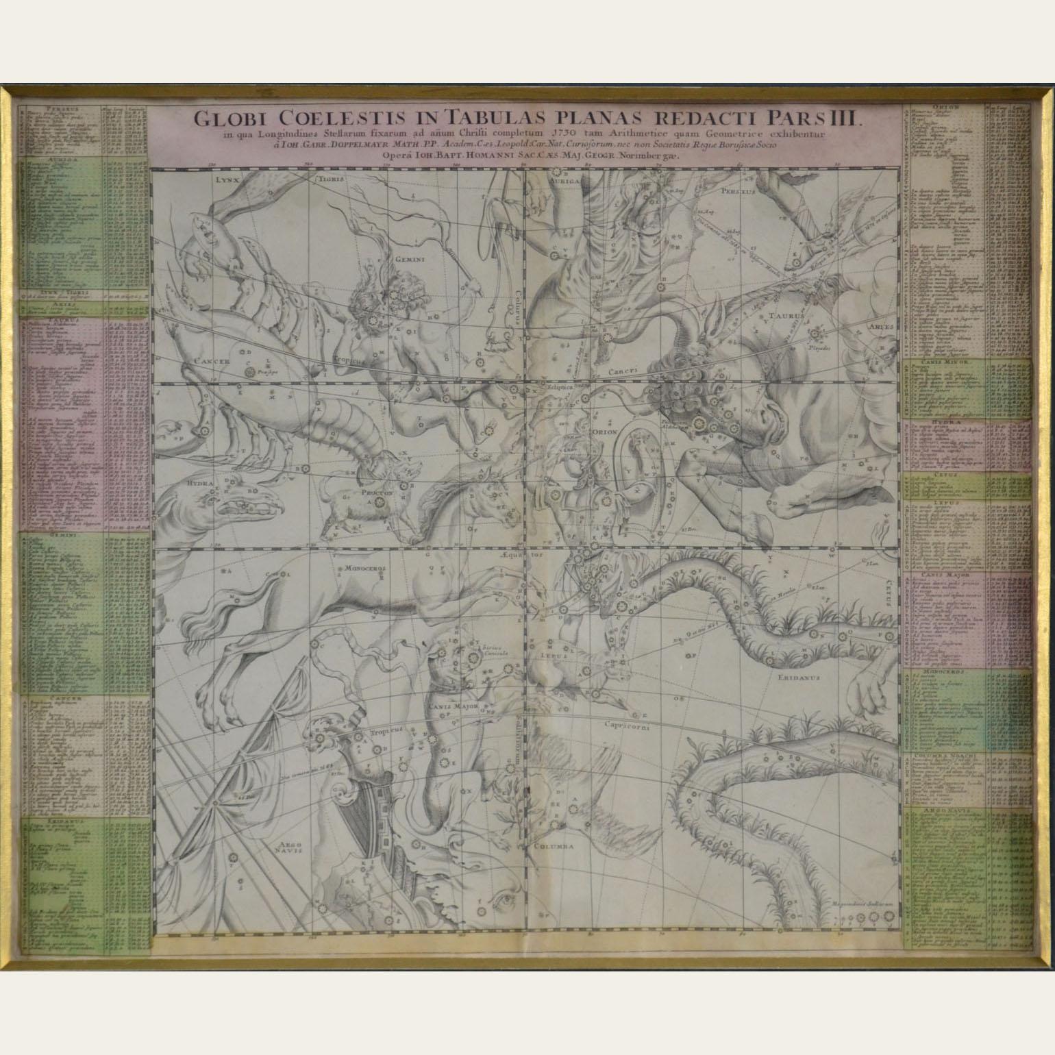Vier Himmelskarten-Gravuren aus dem 18. Jahrhundert in Messingrahmen von Doppelmayr im Angebot 6