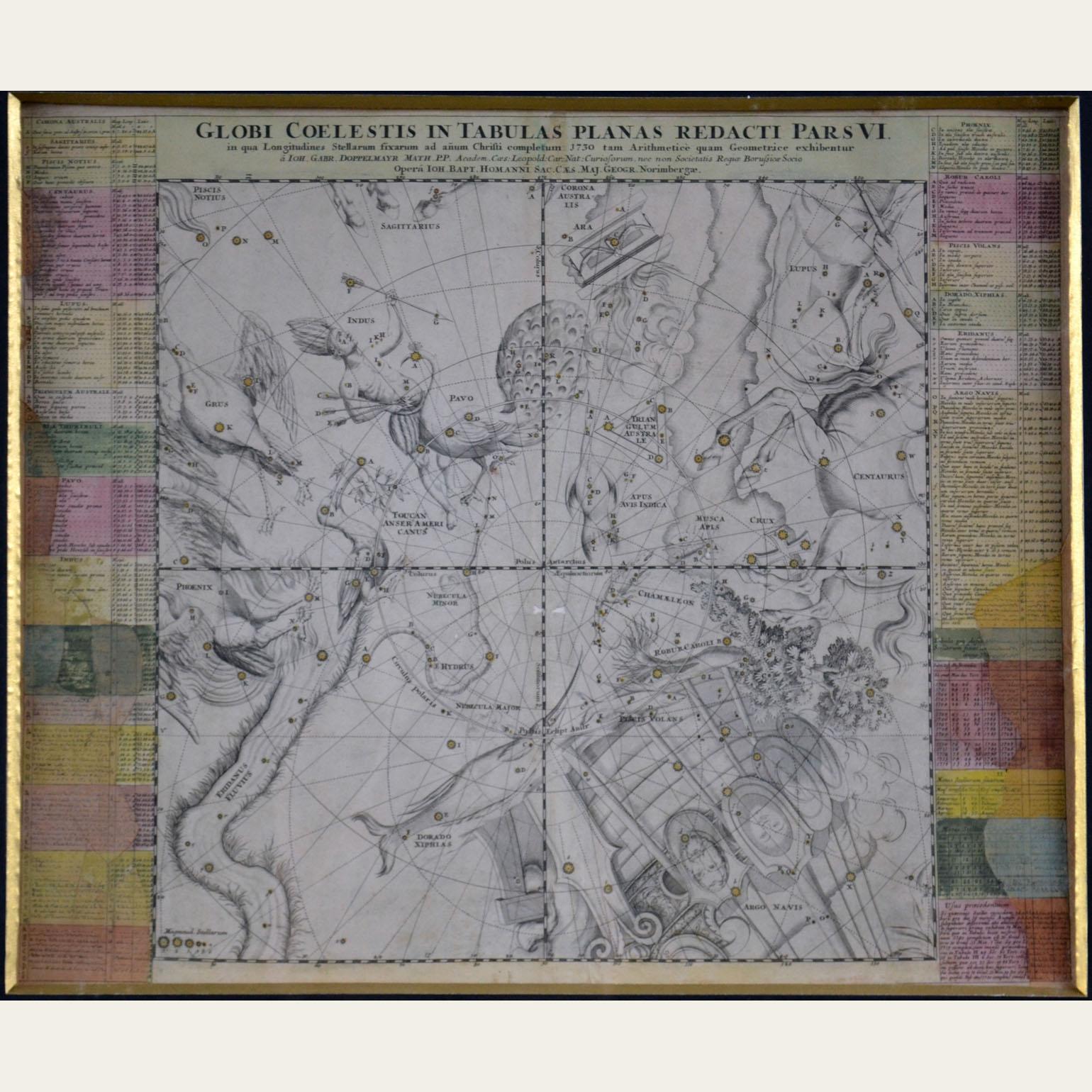 Vier Himmelskarten-Gravuren aus dem 18. Jahrhundert in Messingrahmen von Doppelmayr im Angebot 12