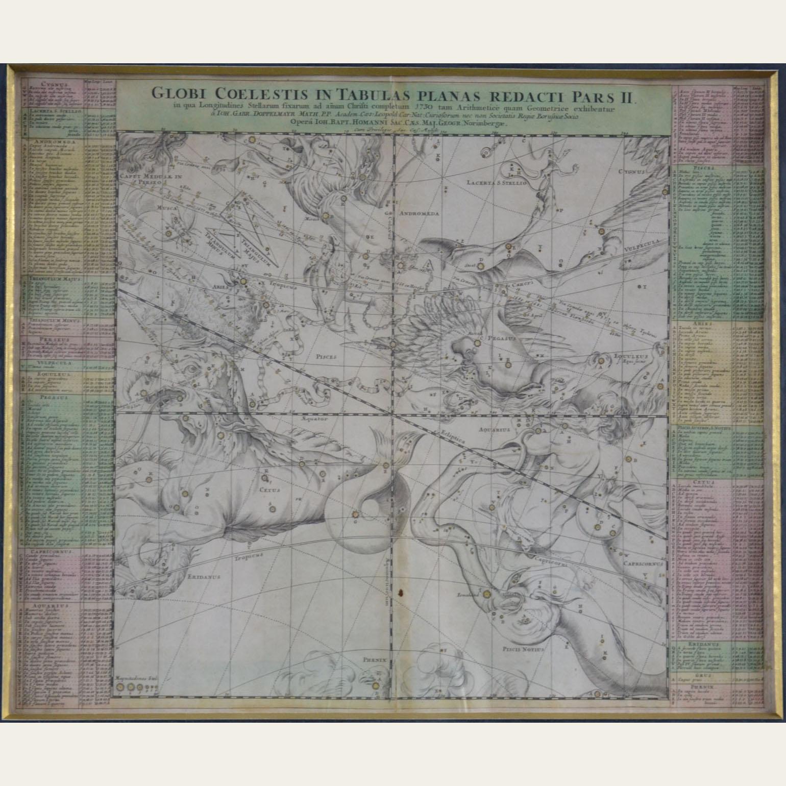 Vier Himmelskarten-Gravuren aus dem 18. Jahrhundert in Messingrahmen von Doppelmayr im Angebot 2