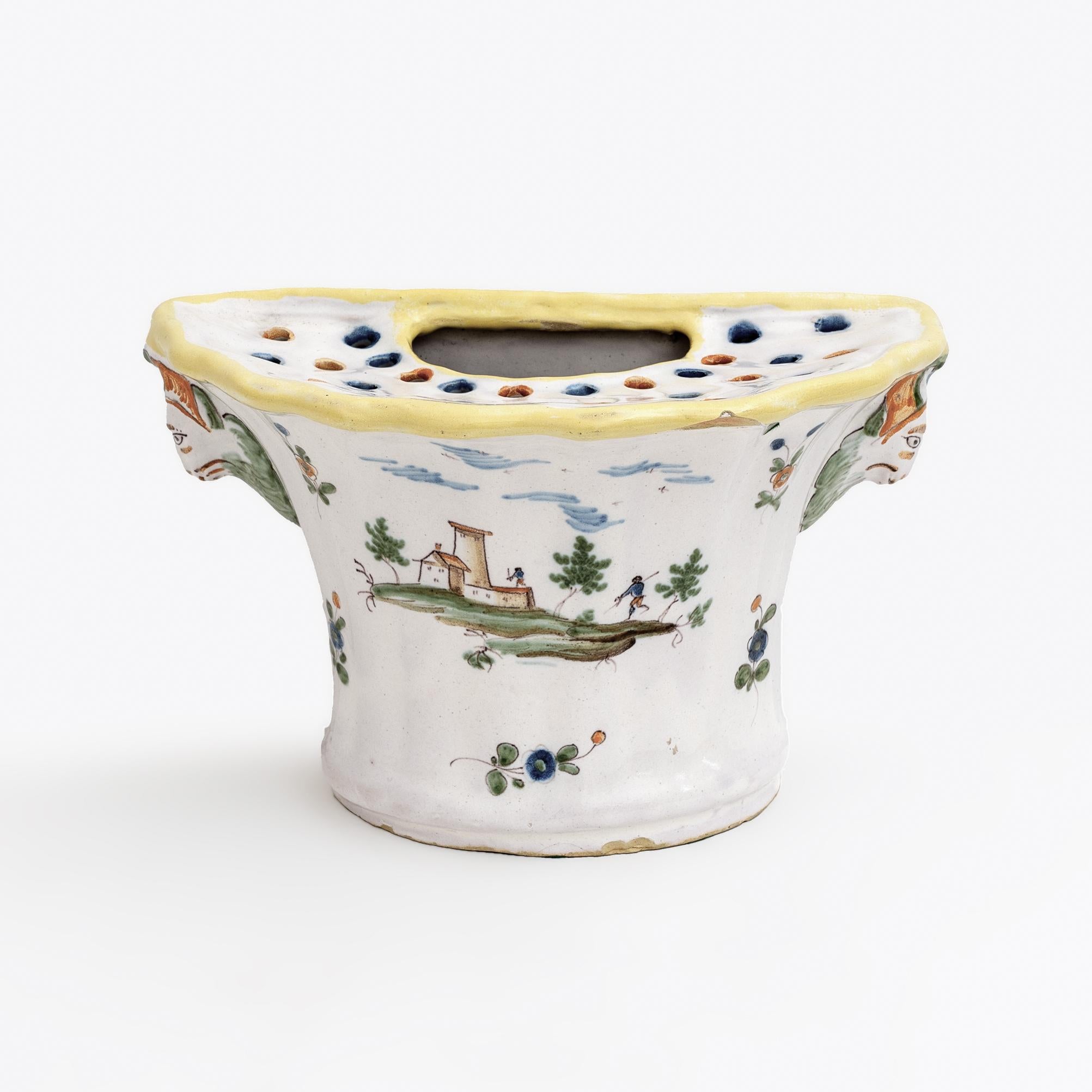 French Four 18th Century France Majolica Planters Moustiers and Provence Manufactory