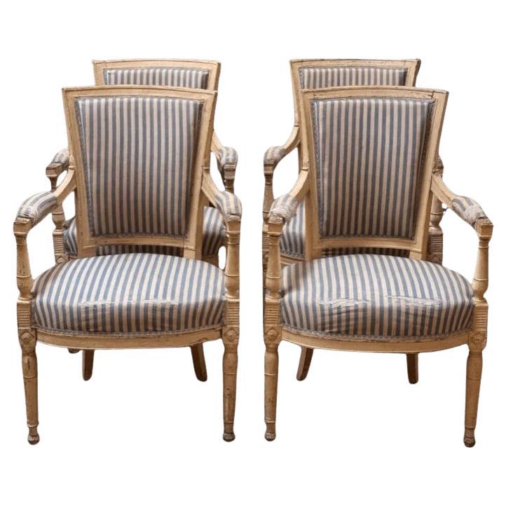 Four 18th Century French Louis XVI – Directoire Fauteuils Armchairs