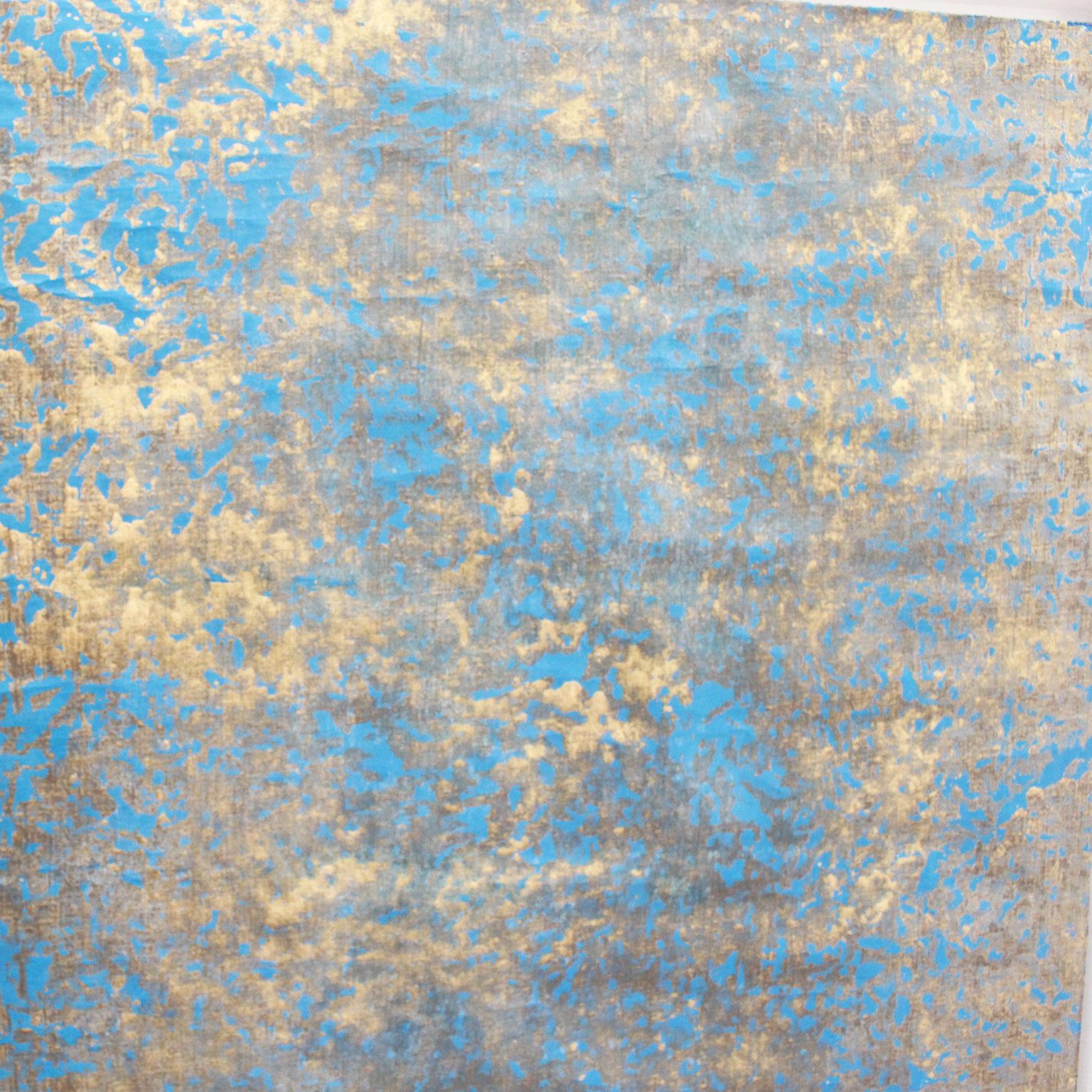 Four 18th Century Hand Gilded and Blue Laminated Wall Covering Panels In Good Condition In Kent, GB