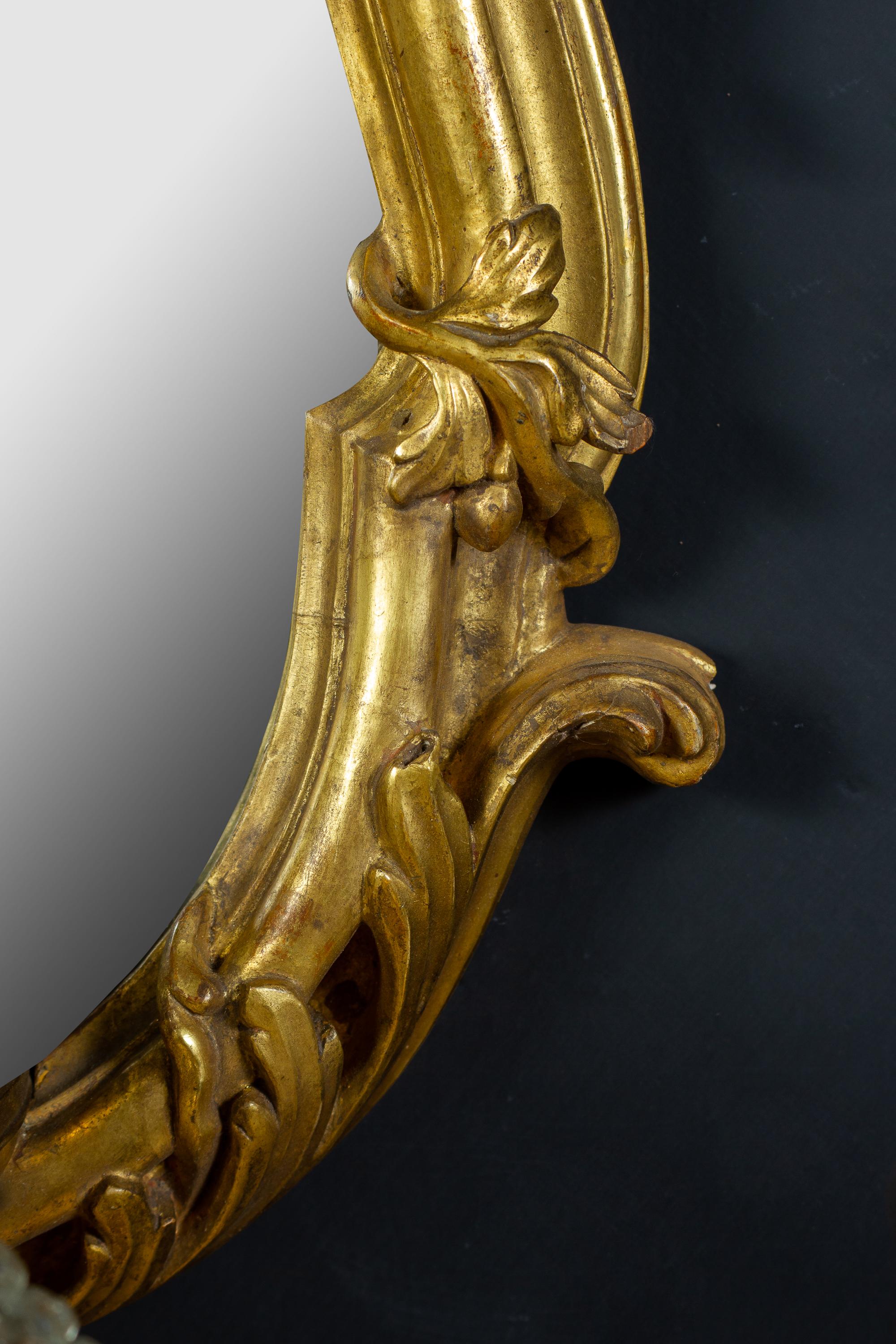 Four 18th Century Italian Giltwood Mirrors or Wall Lights Roma, 1750 For Sale 5