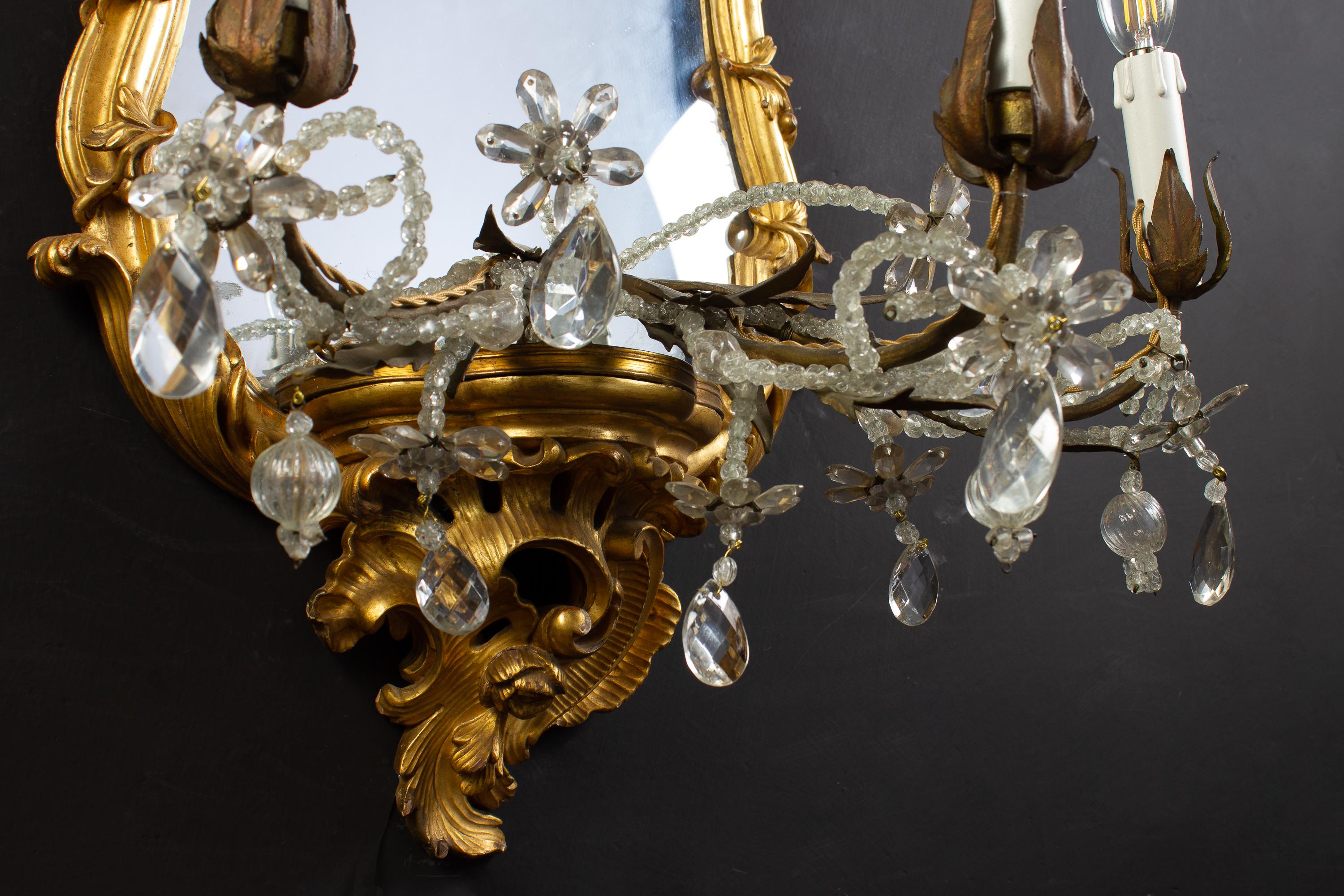 Four 18th Century Italian Giltwood Mirrors or Wall Lights Roma, 1750 For Sale 14