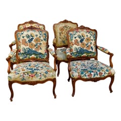 Four 18th Century Louis XV Carved Needlework
Tapestry Upholstered Fauteuils Four 18th Century Louis XV Carved Needlework
Tapestry Upholstered Fauteuils