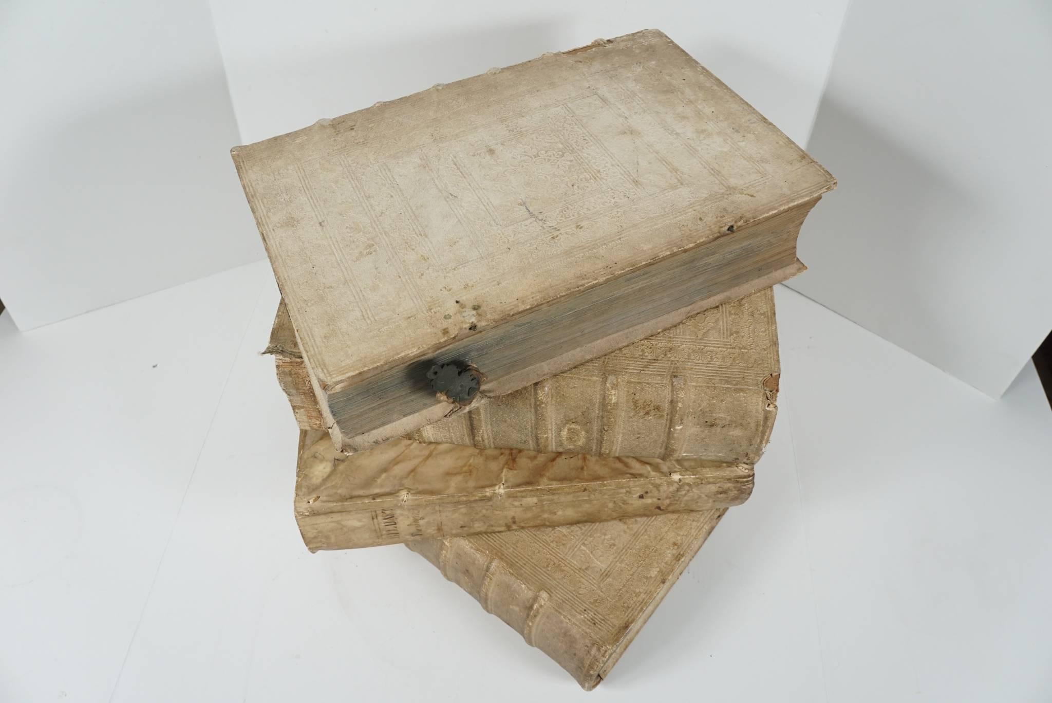 18th Century and Earlier Four 18th Century Vellum Covered Latin Books For Sale