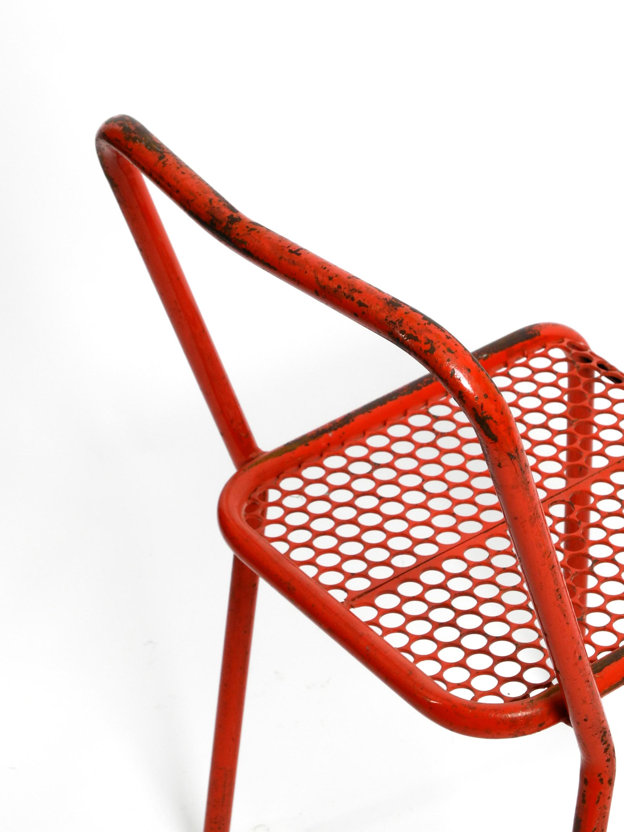 Four 1940s Industrial Metal Chairs by Réne Malaval in Their Original Red Color 7