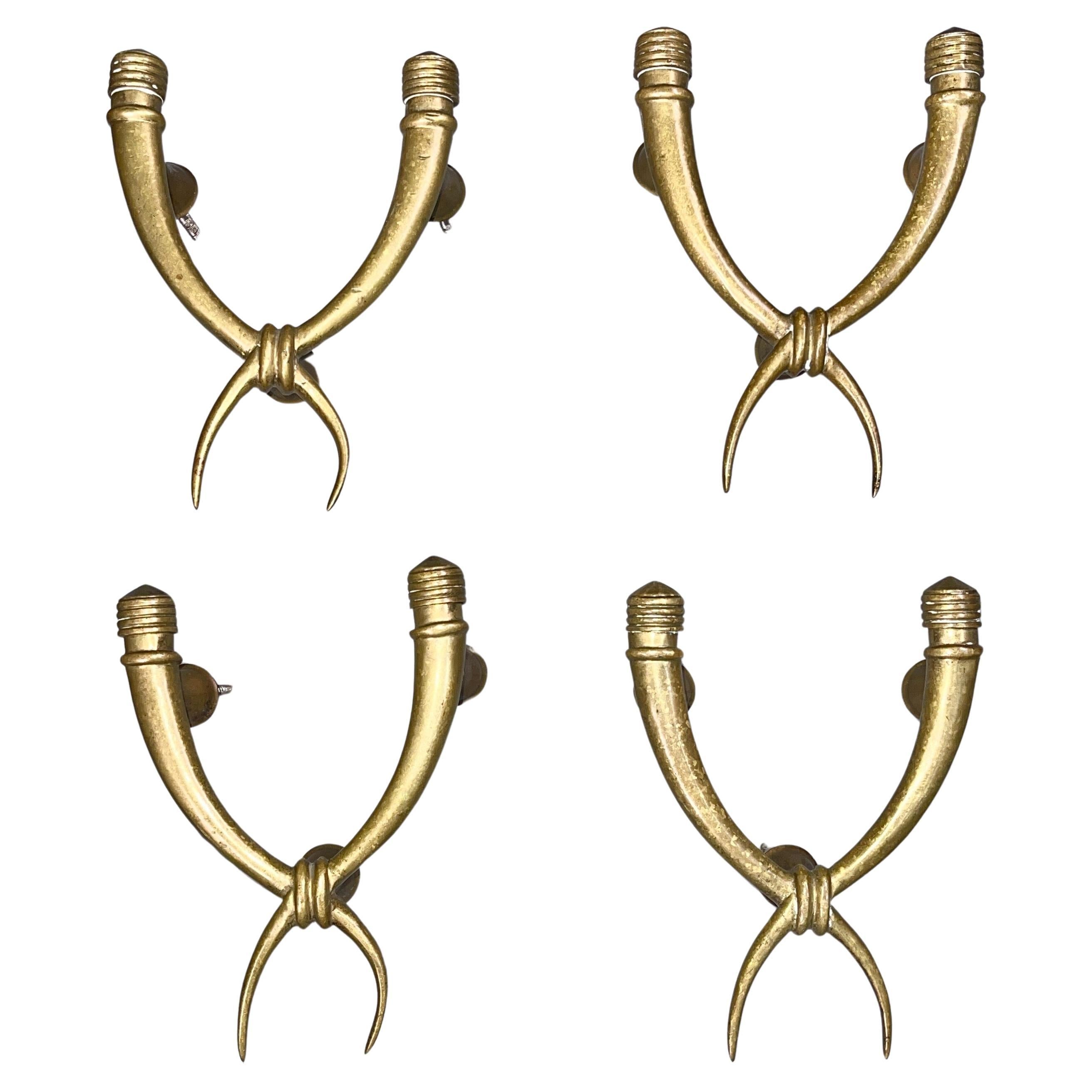 Quatre poignées de porte en bronze italien des années 1940 avec cornes d'abondance en vente