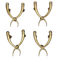 Quatre poignées de porte en bronze italien des années 1940 avec cornes d'abondance