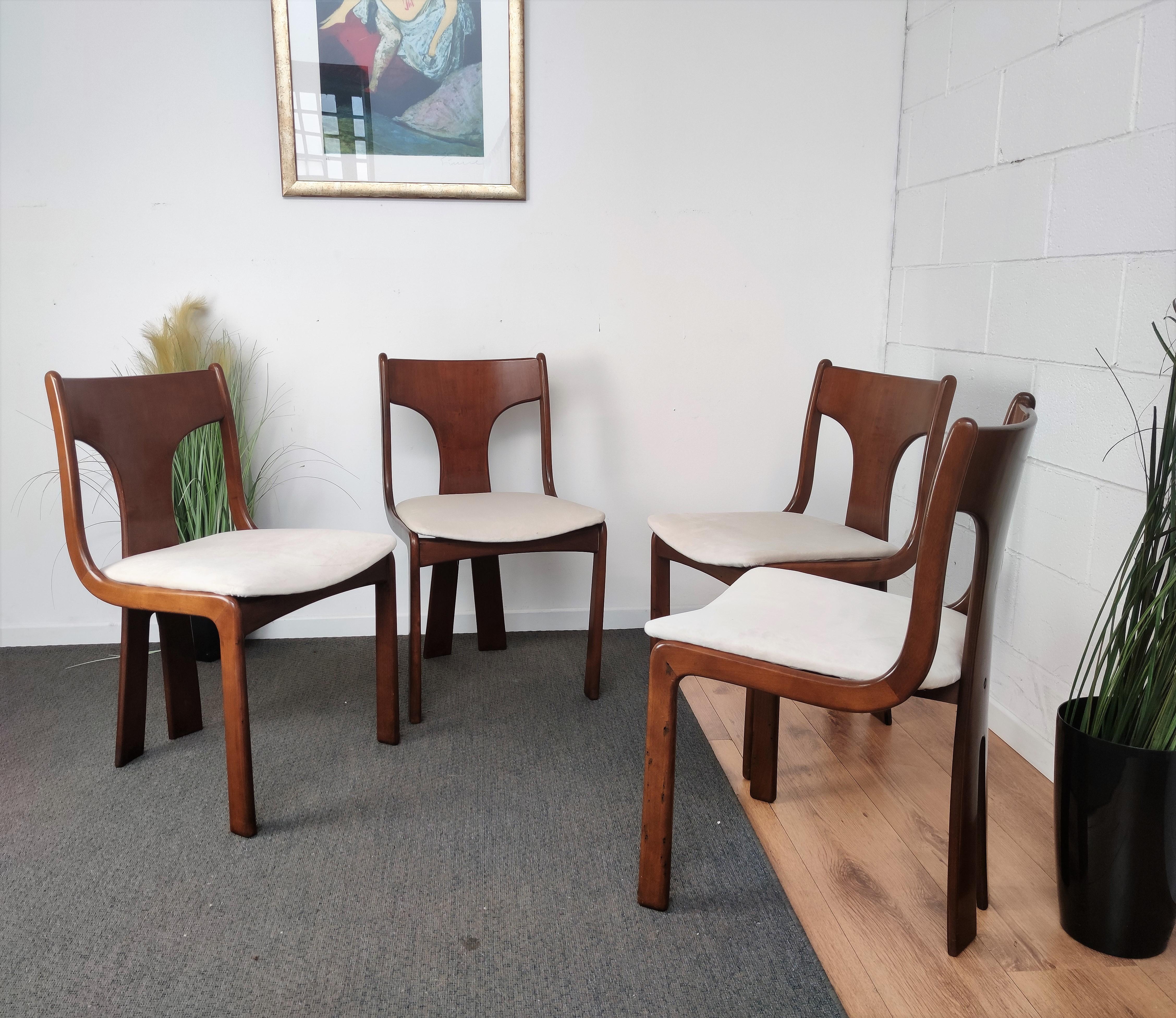 20th Century Four 1950s Italian Mid-Century Modern Newly Upholstered Dining Room Chairs