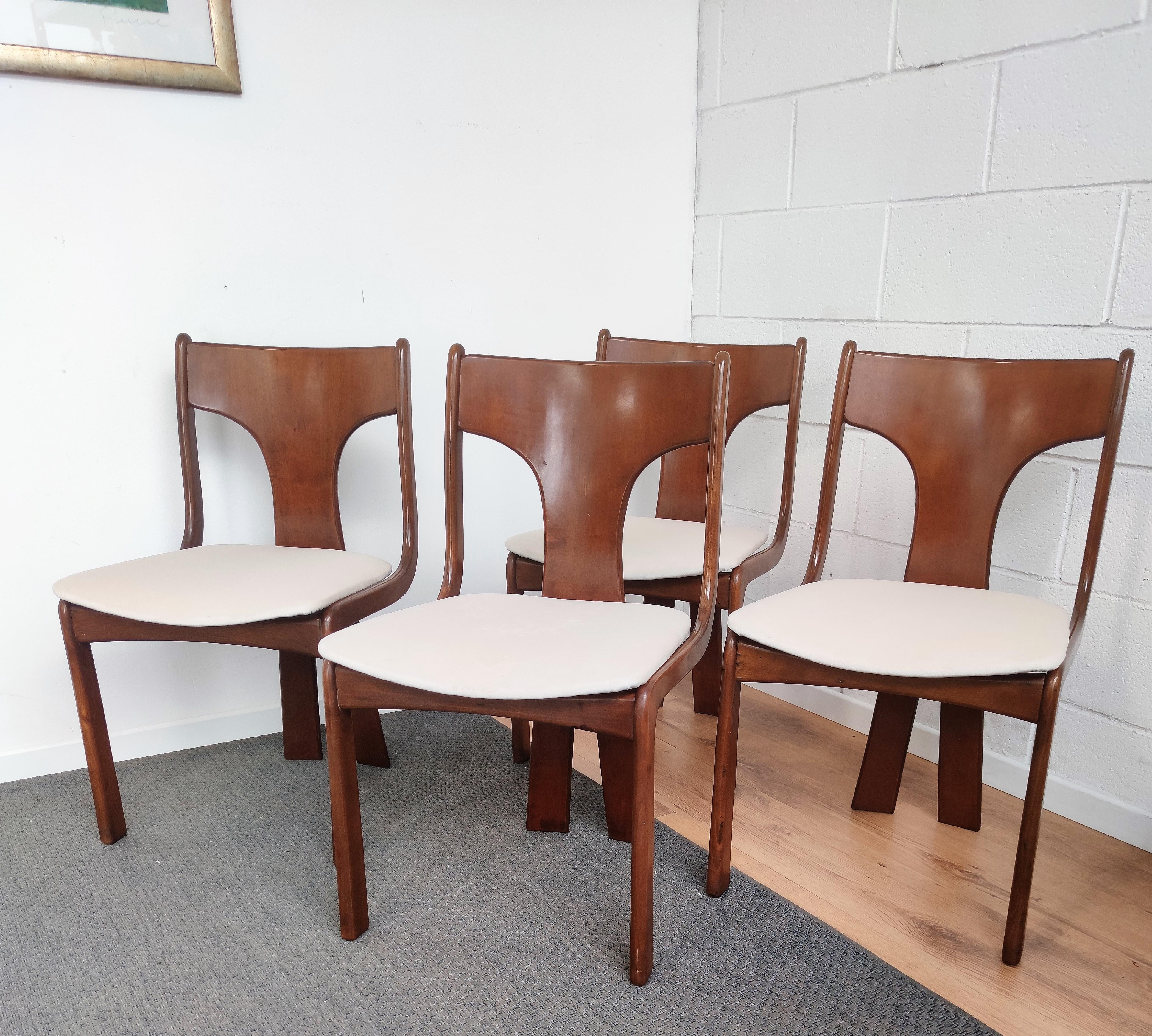 Four 1950s Italian Mid-Century Modern Newly Upholstered Dining Room Chairs 3