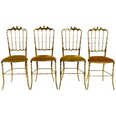 Four 1960s Brass Chiavari Chairs Designed by Giuseppe Gaetano Descalzi