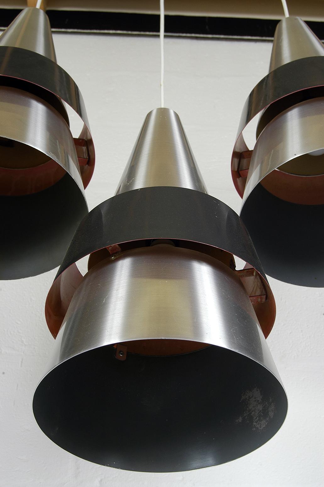 20th Century Four 1960s Silver Danish Corona Ceiling Lamps Pendants by Hammerborg Fog & Morup