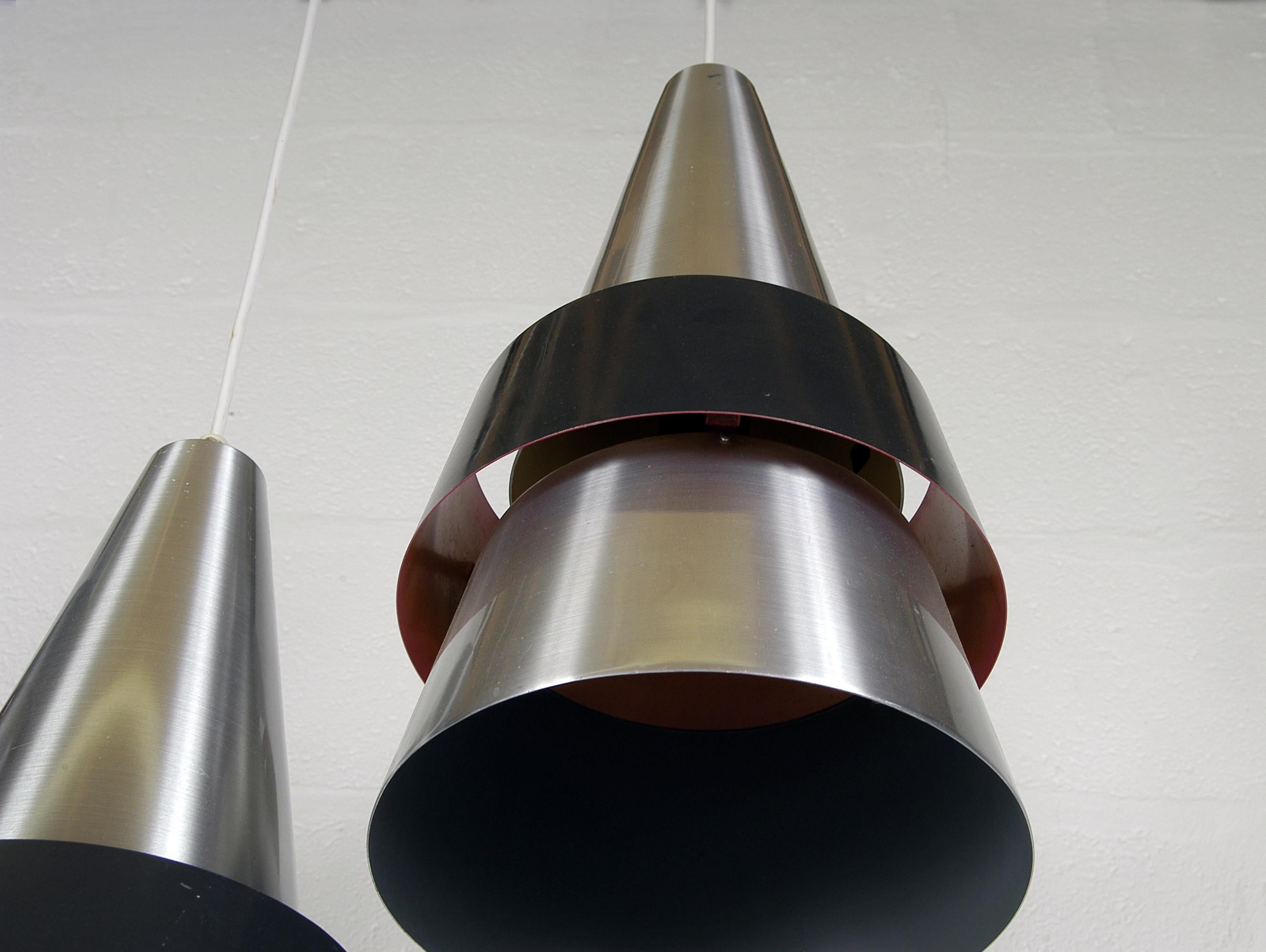 Four 1960s Silver Danish Corona Ceiling Lamps Pendants by Hammerborg Fog & Morup 2