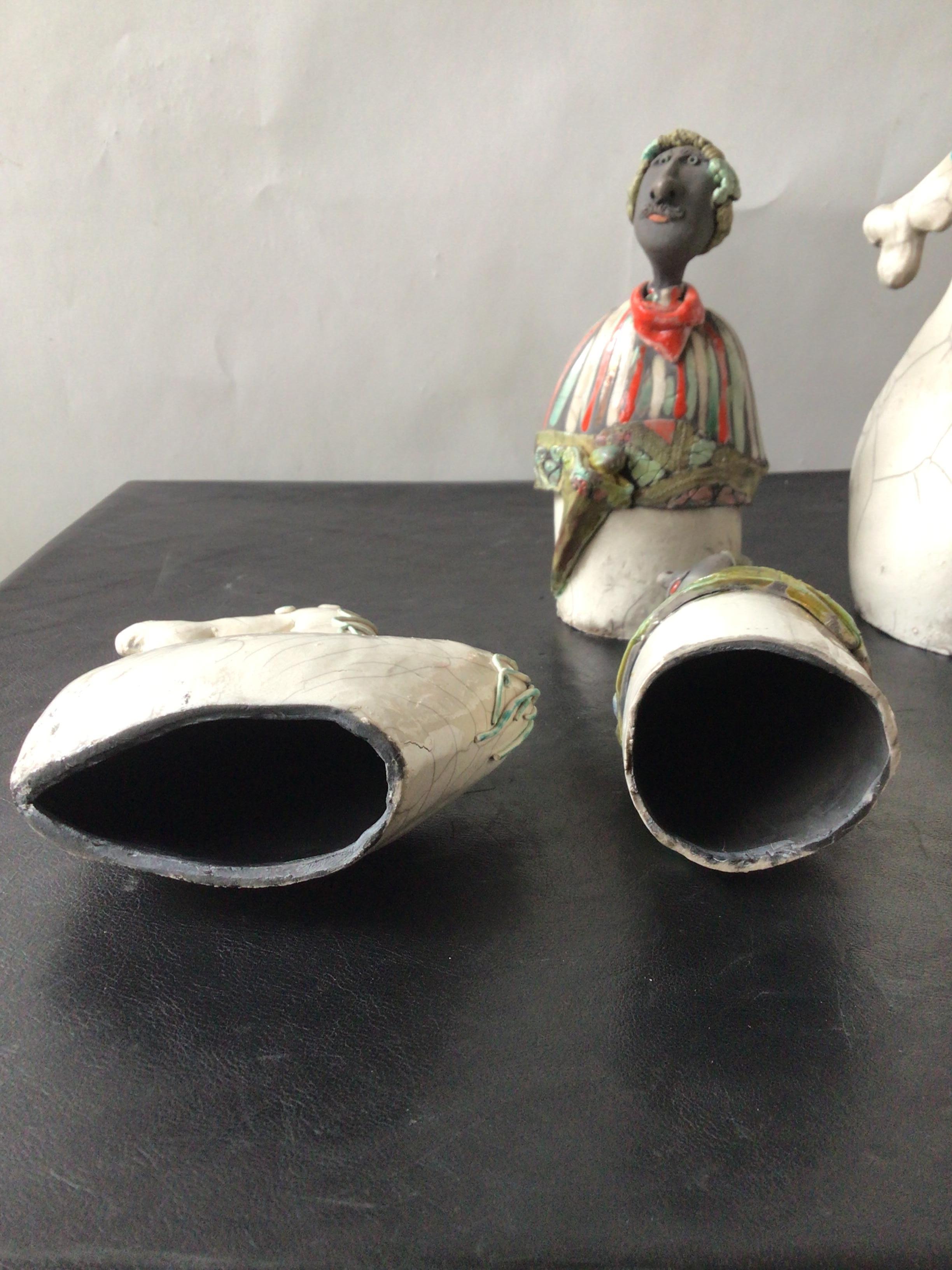 Four 1960s Italian Ceramic Sculptures of Men and Horses In Good Condition For Sale In Tarrytown, NY