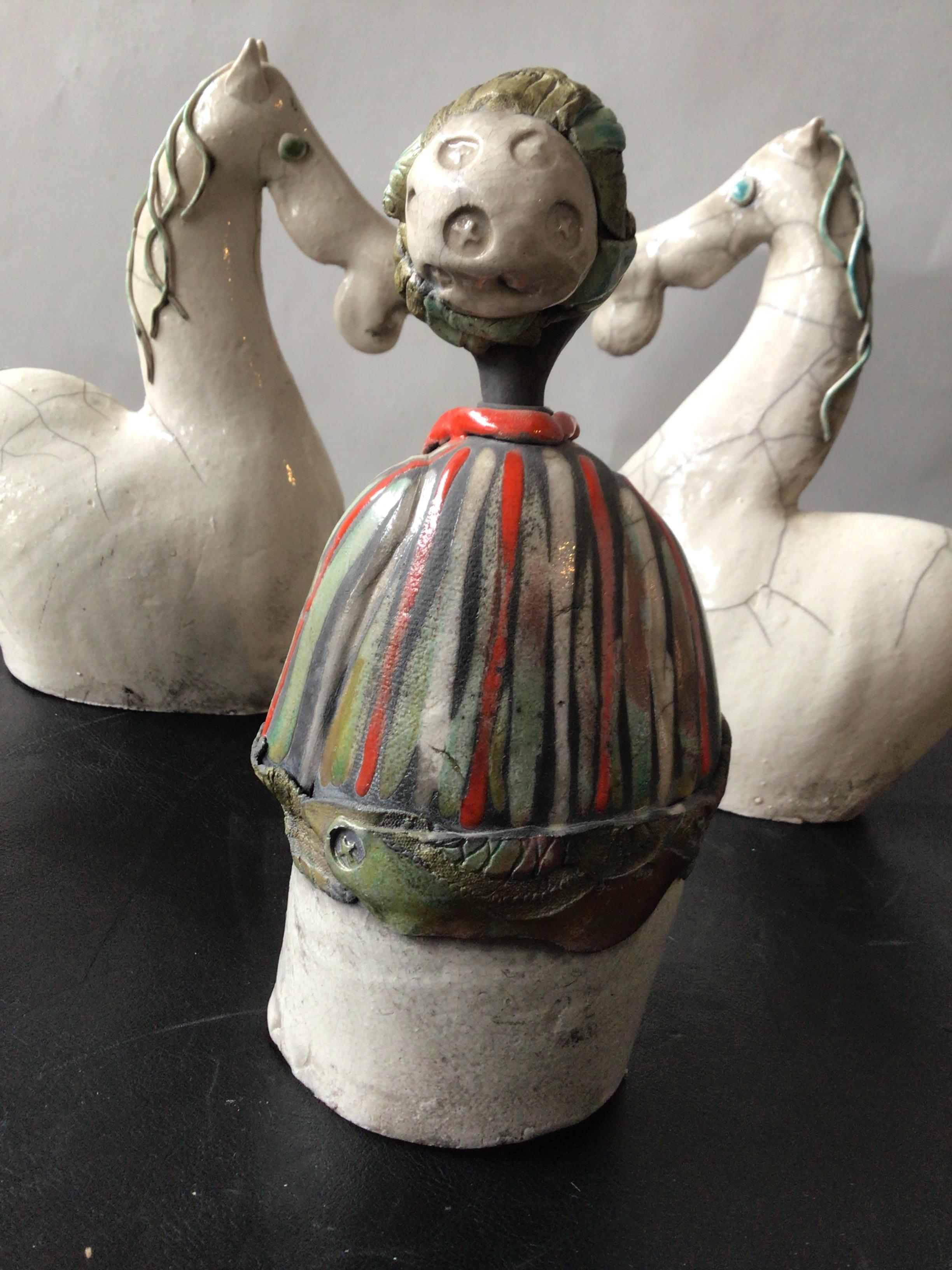Four 1960s Italian Ceramic Sculptures of Men and Horses For Sale 2