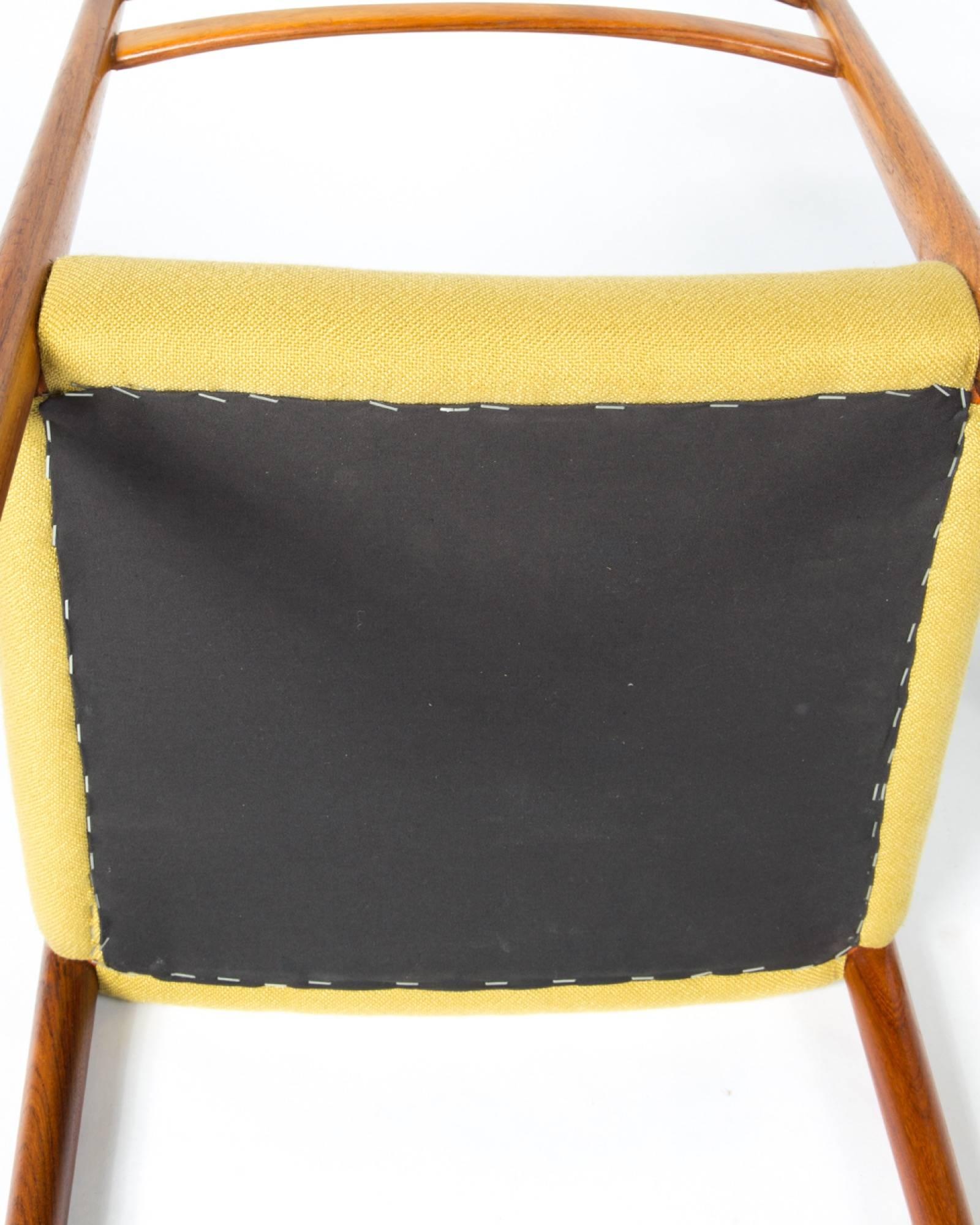 Four 1960s Yellow Fabric Rosewood Danish Modern Chairs 5