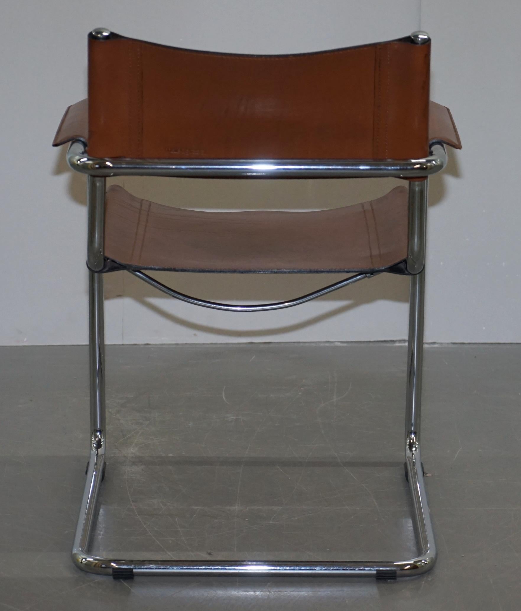 Four 1970s Matteo Grassi MG5 Marcel Breuer Cognac Brown Leather Armchairs 4 11