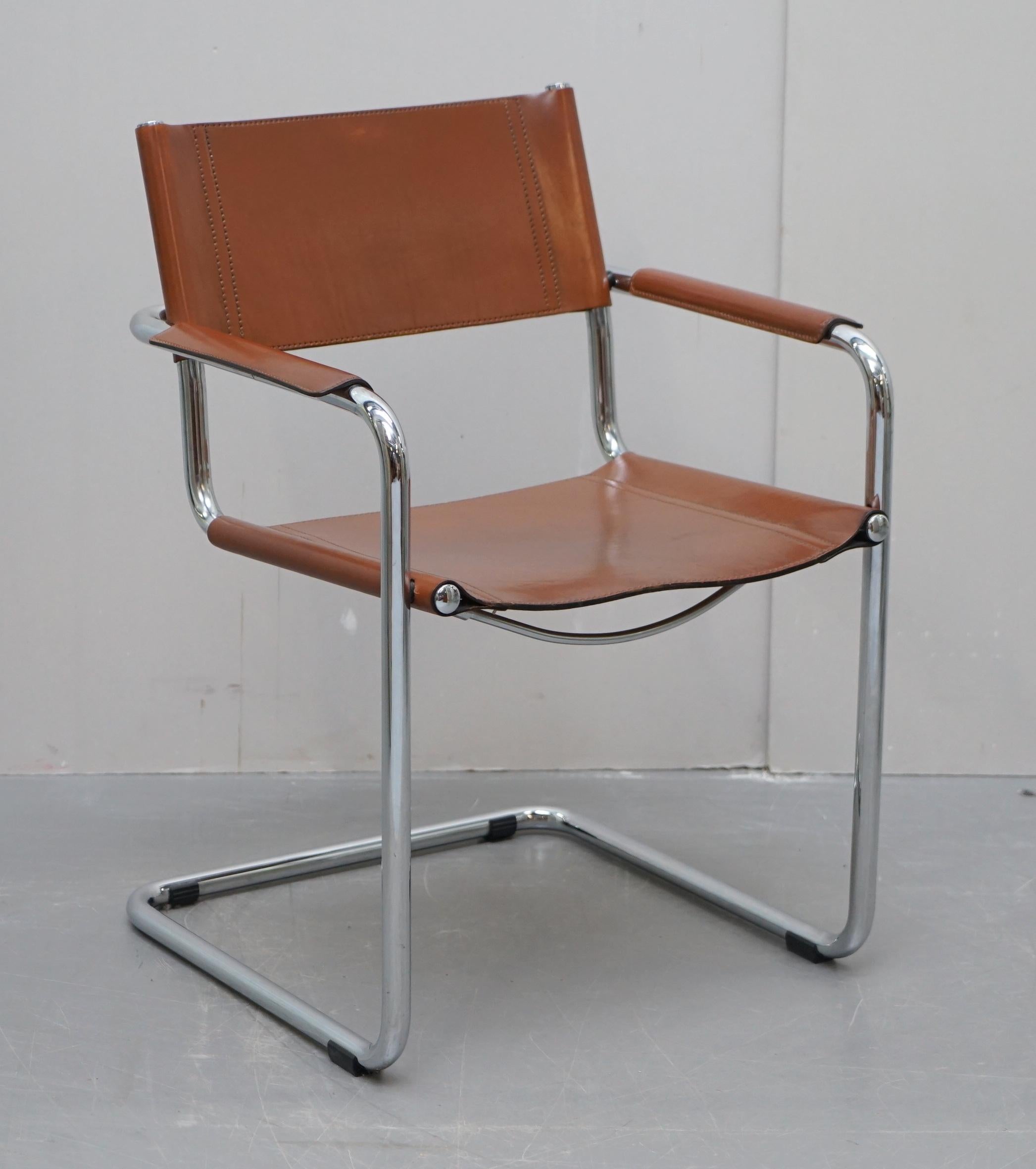 We are delighted to offer for sale this sublime suite of original fully stamped Matteo Grassi MG5 circa 1970 cognac brown leather armchairs designed by the genius that was Marcel Breuer

If you’re looking at this listing then the chances are you