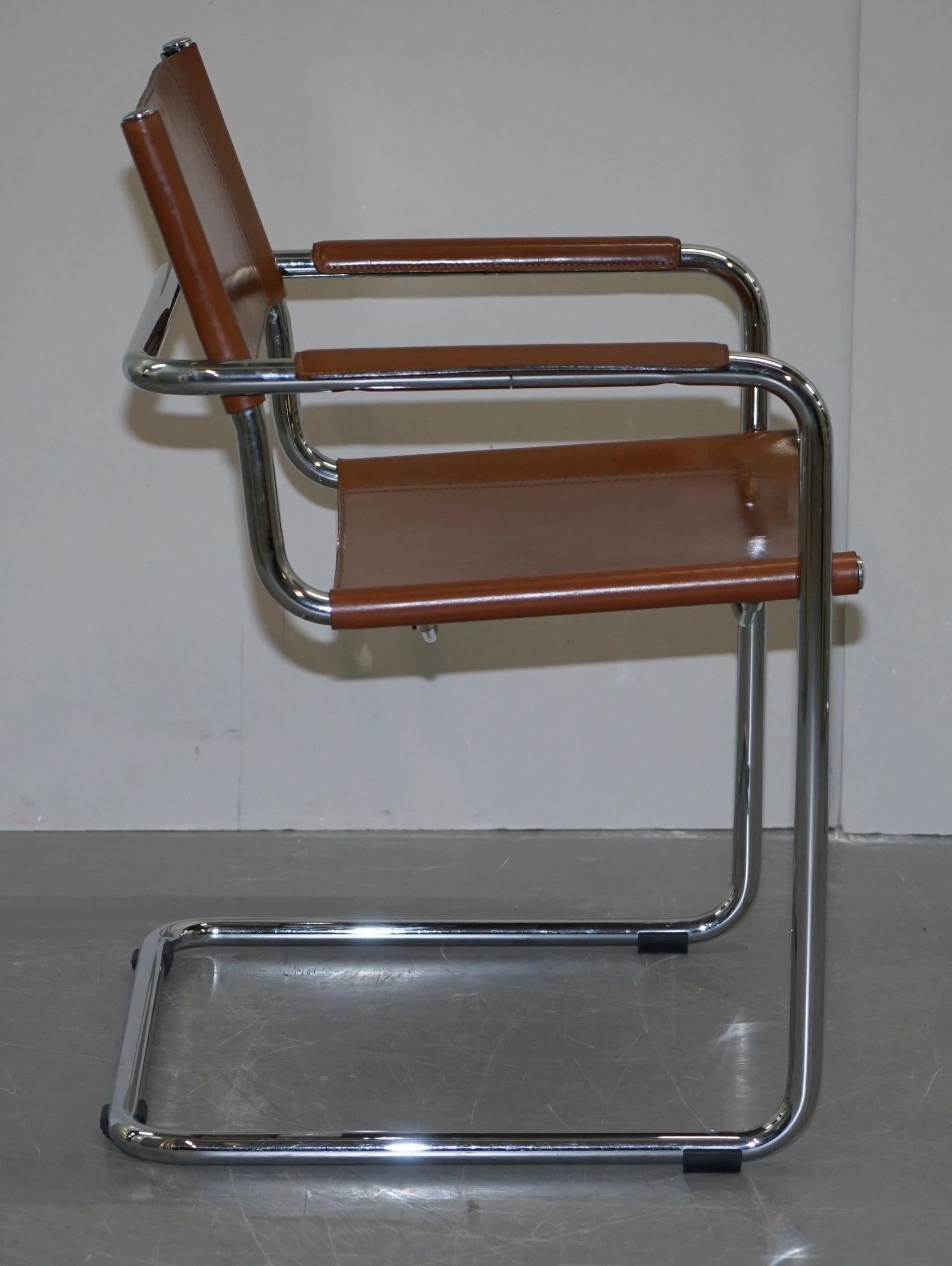 Late 20th Century Four 1970s Matteo Grassi MG5 Marcel Breuer Cognac Brown Leather Armchairs 4